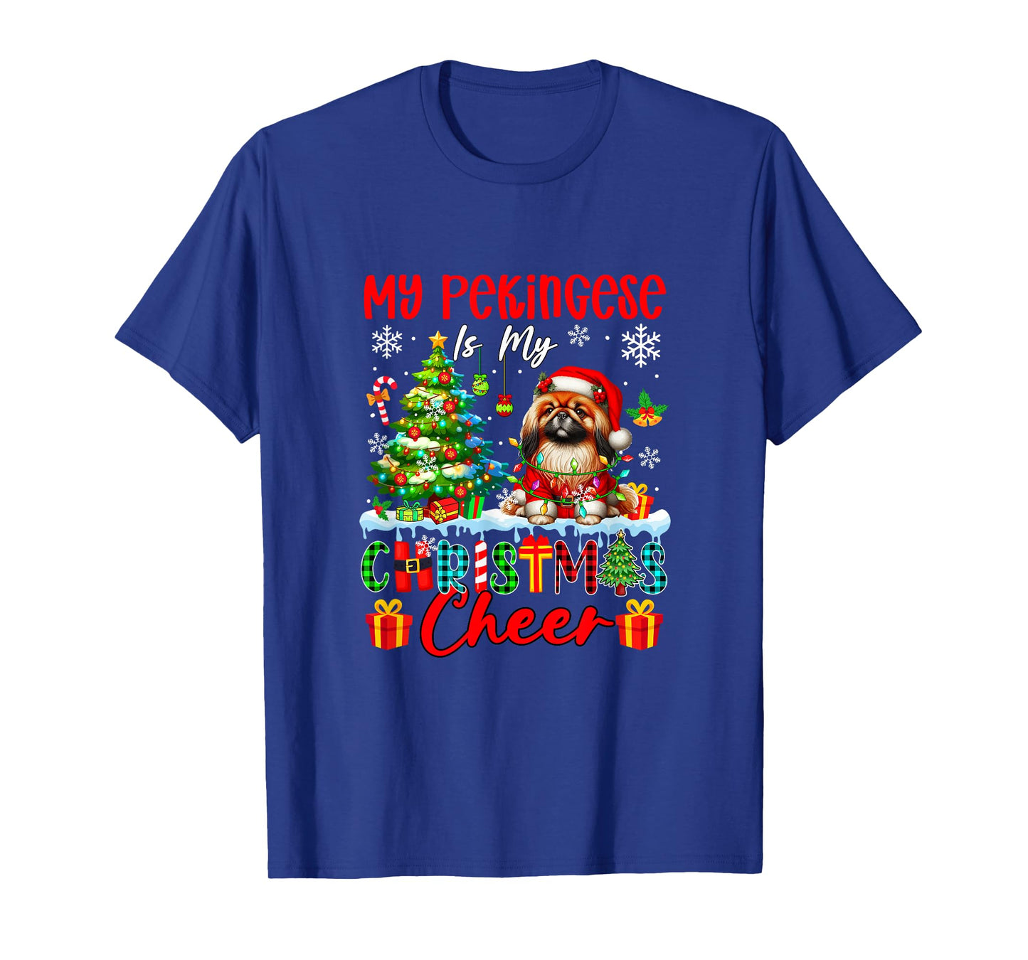 My Pekingese is My Xmas Cheer Funny Santa Dog Owner Kids T-Shirt