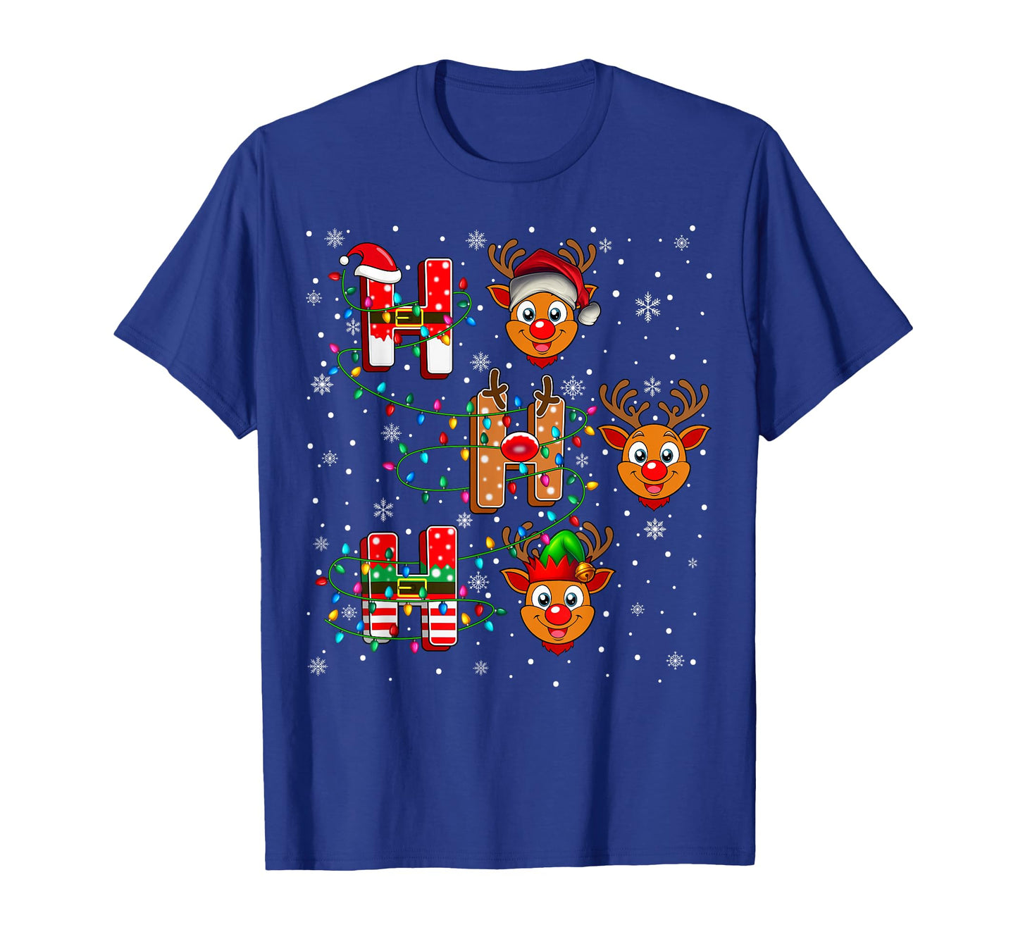 Ho Ho Ho Santa Reindeer Hat Elf Reindeer Animal Christmas T-Shirt