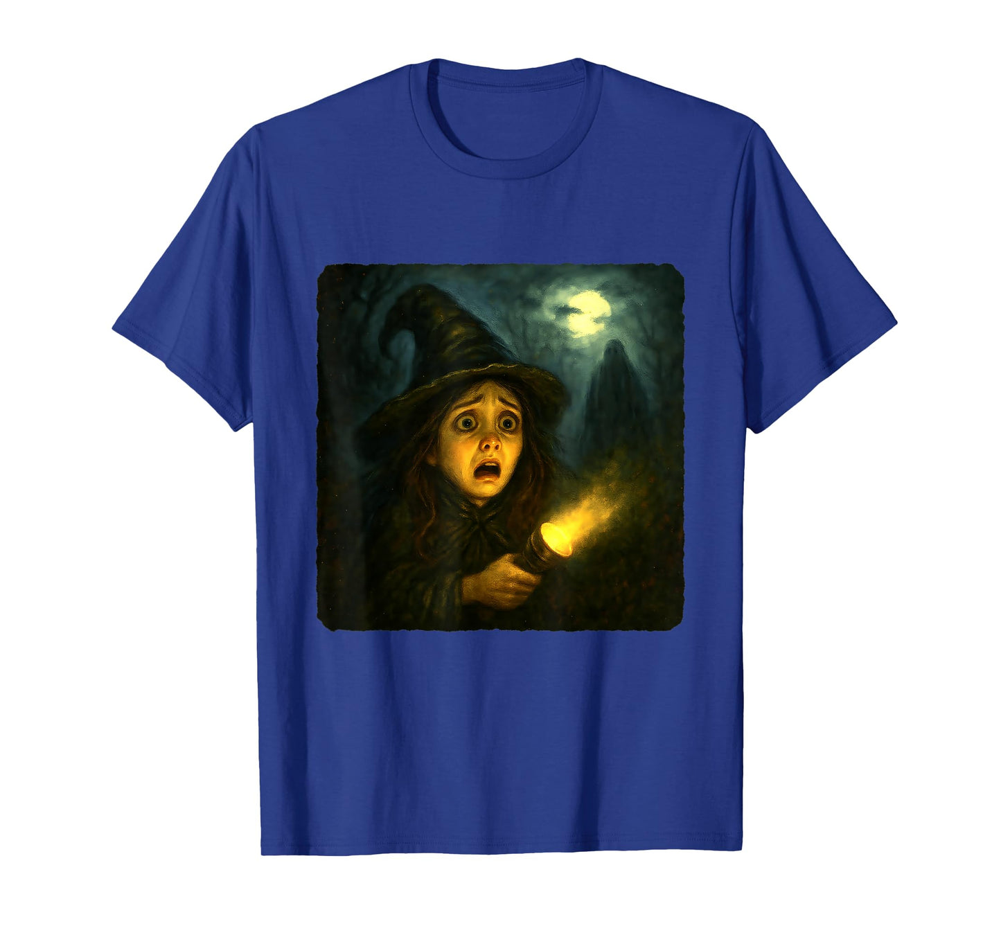 Witch Scary Horror Night Flashlight Halloween Ghost T-Shirt