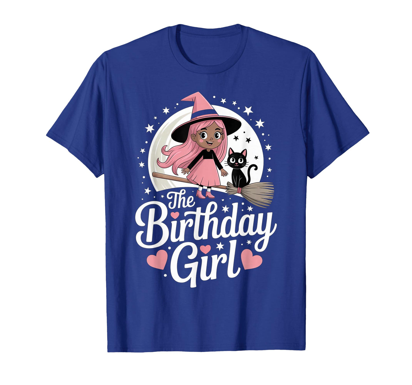 Halloween Birthday Girl Black Witch Melanin October Kids Cat T-Shirt