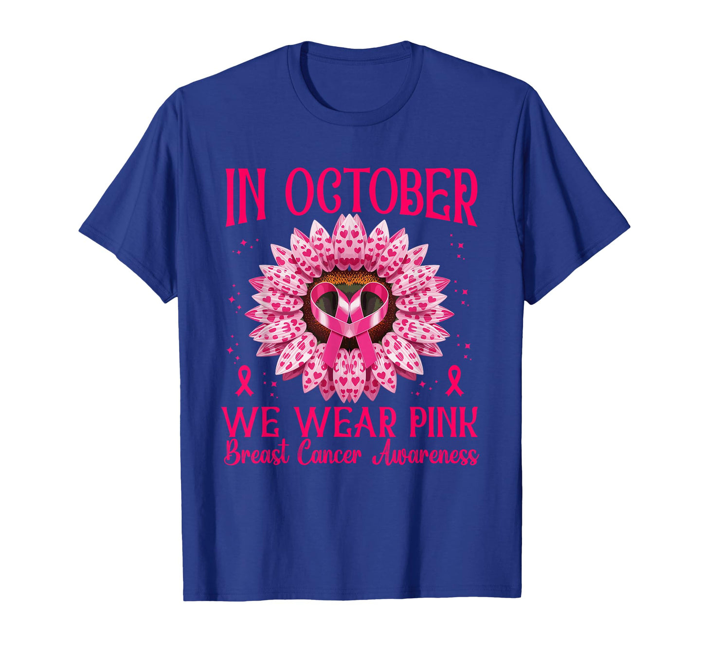 Sunflower Breast Cancer Awareness Pink Ribbon in October T-Shirt