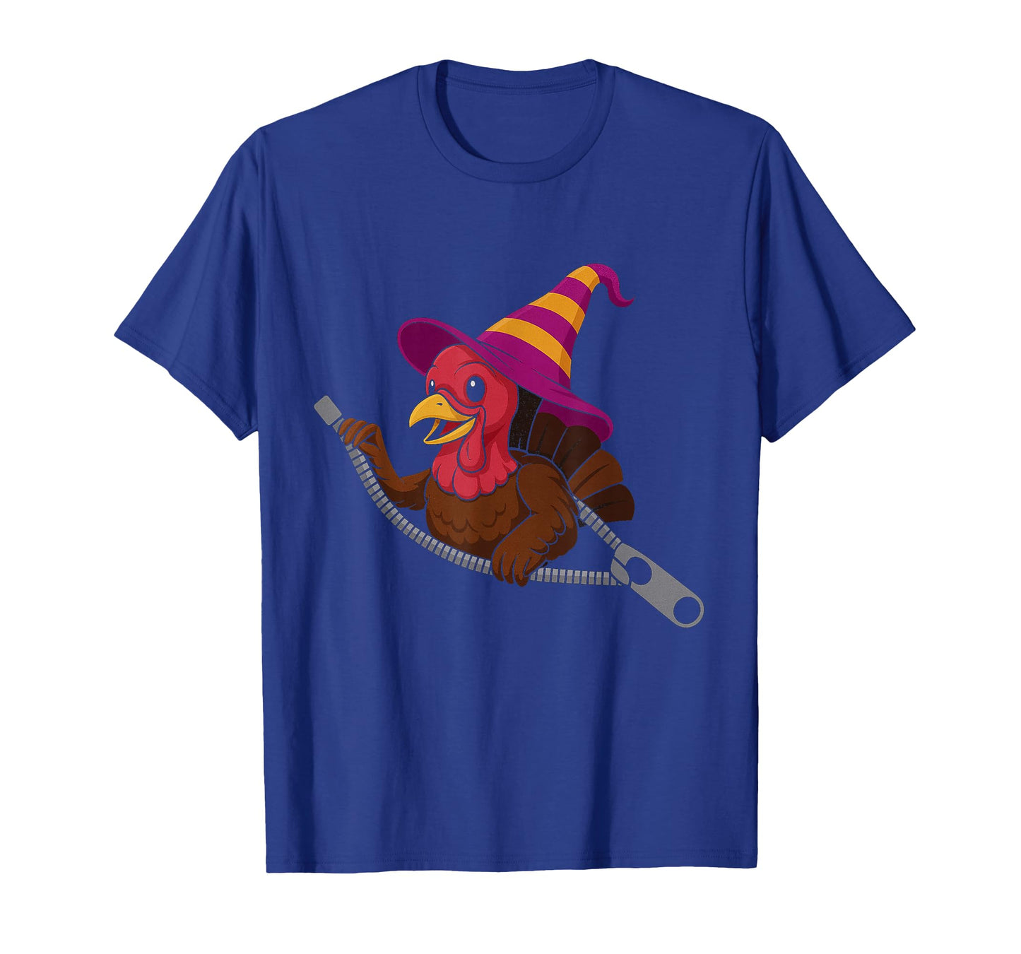 Turkey in a Witch Hat Emerging from a Zipper for Halloween T-Shirt