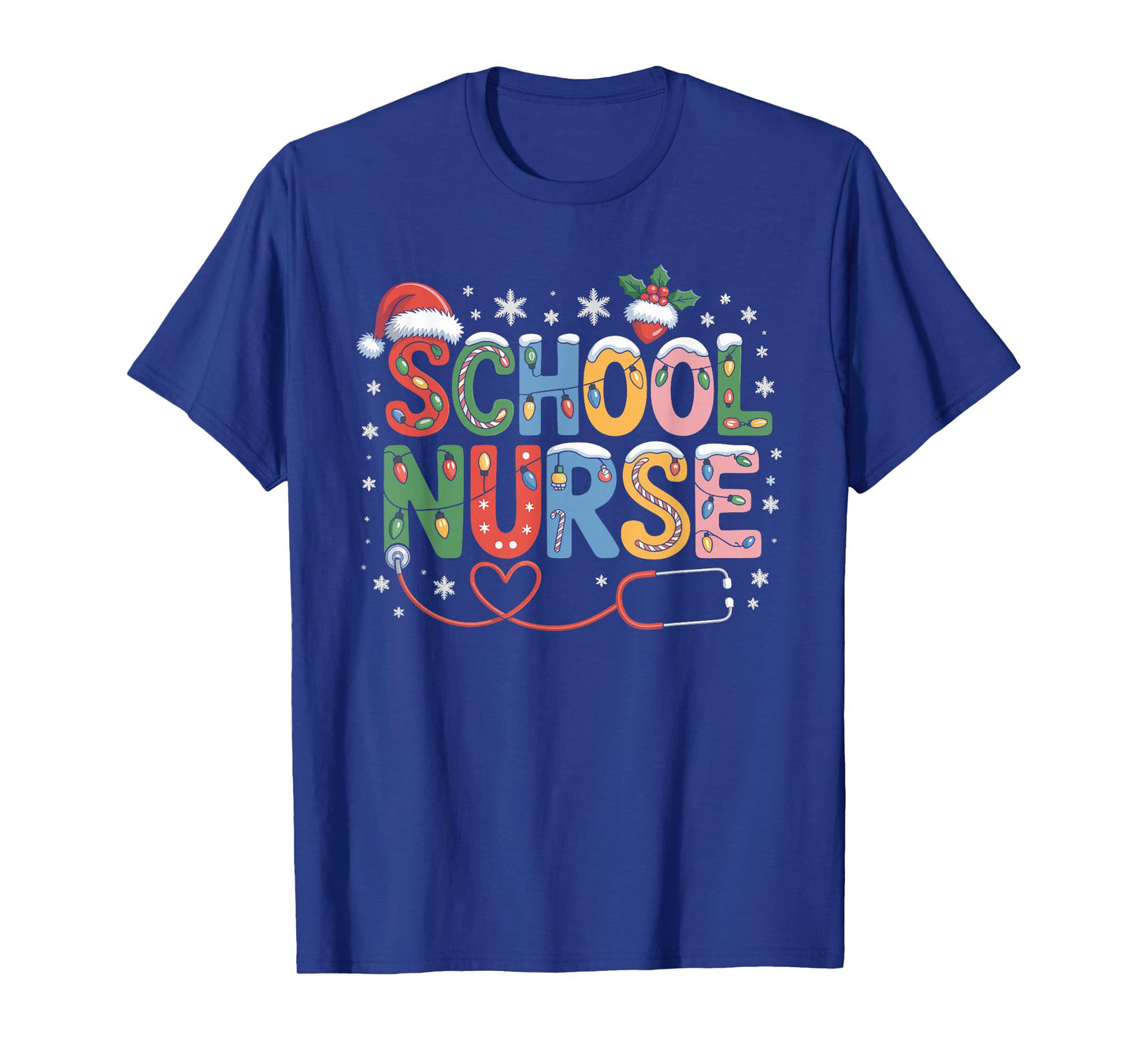 School Nurse Christmas Santa Cap Nursing Humor Xmas T-Shirt