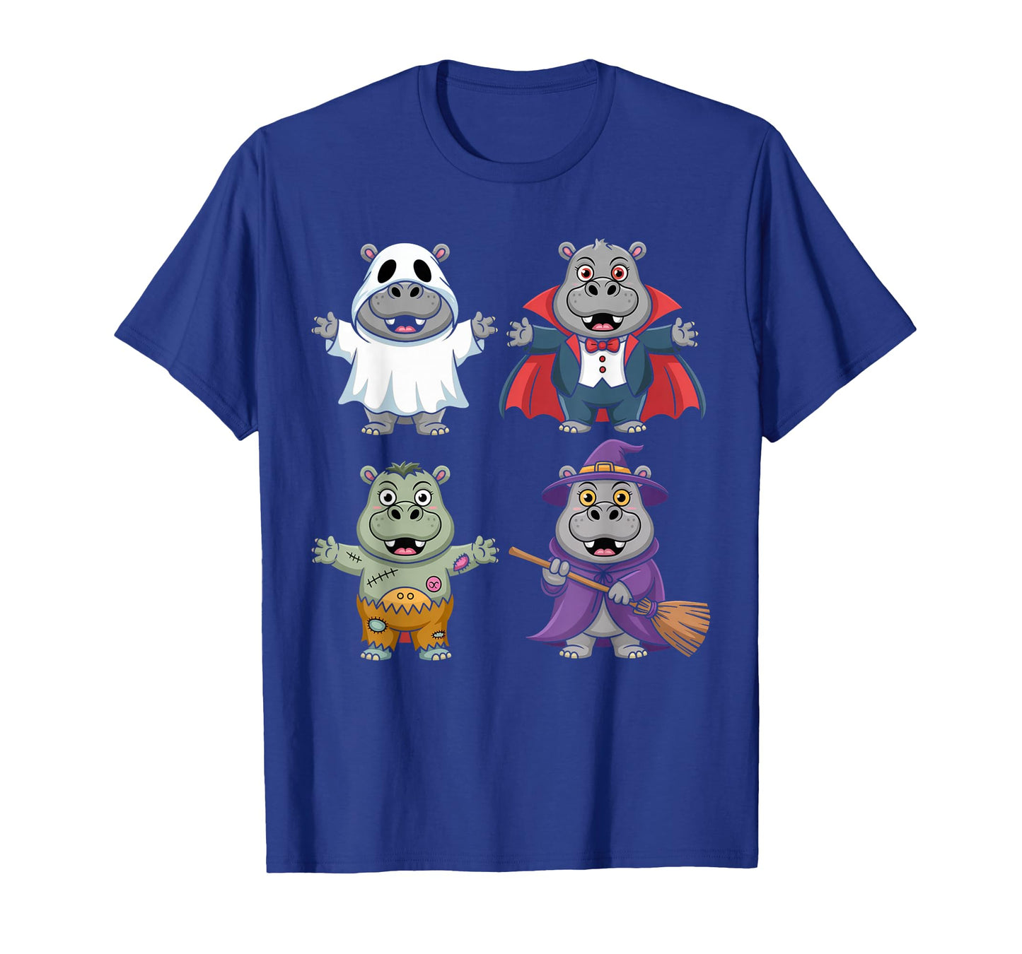 Funny Hippo Ghost Witch Zombie Halloween Costume Boys Girls T-Shirt
