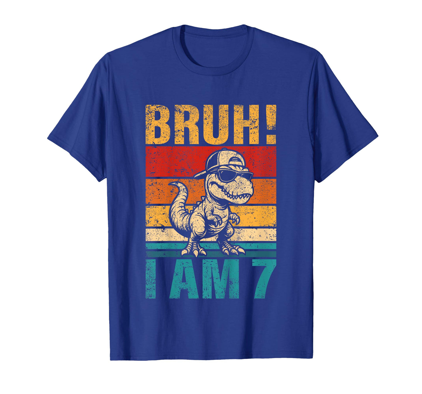 Kids 7 Year Old Birthday Boy Dinosaur Bruh It's My 7th Birthday T-Shirt