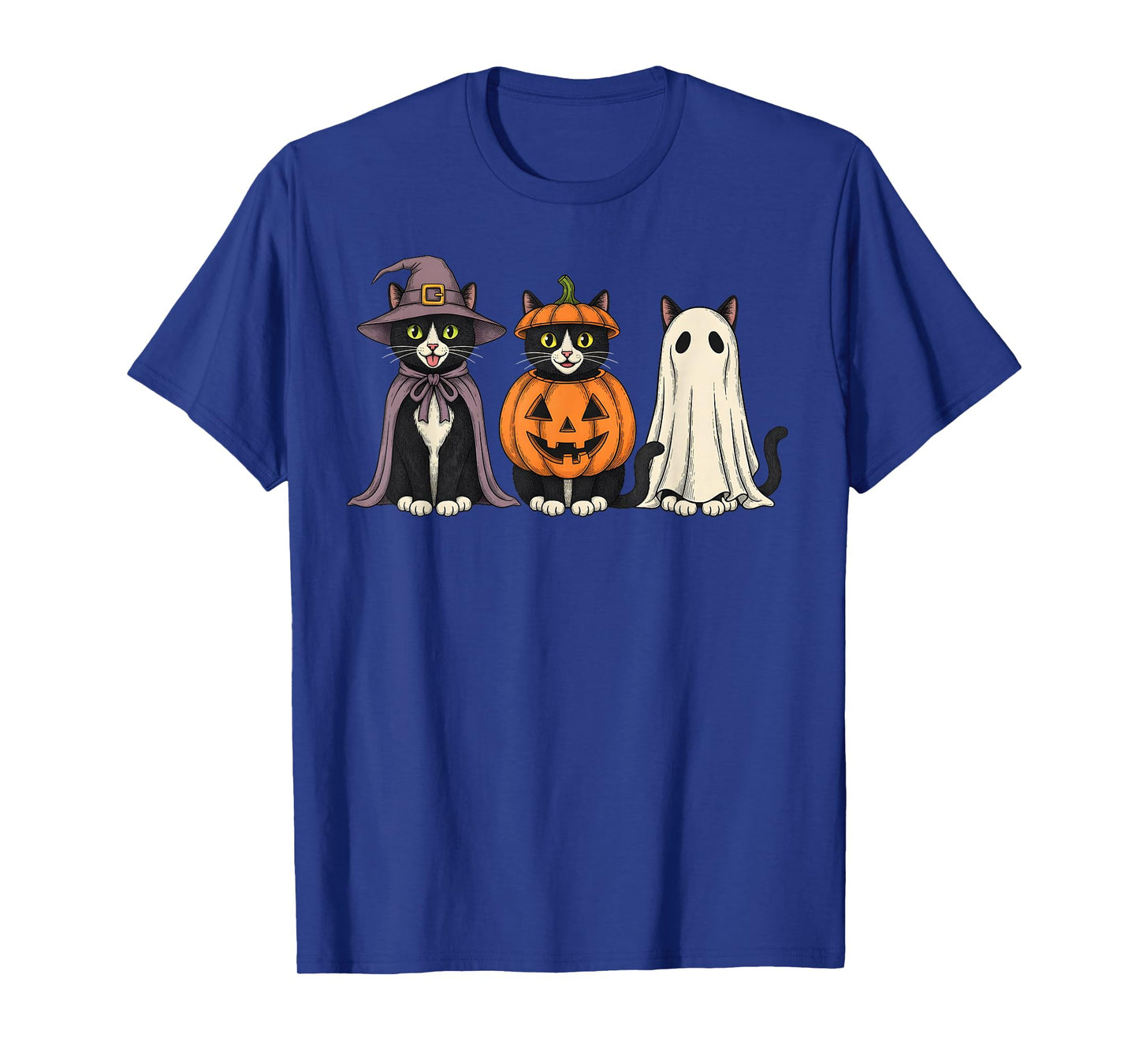 Spooky Ghost Tuxedo Cat Lover Pumpkin Halloween T-Shirt
