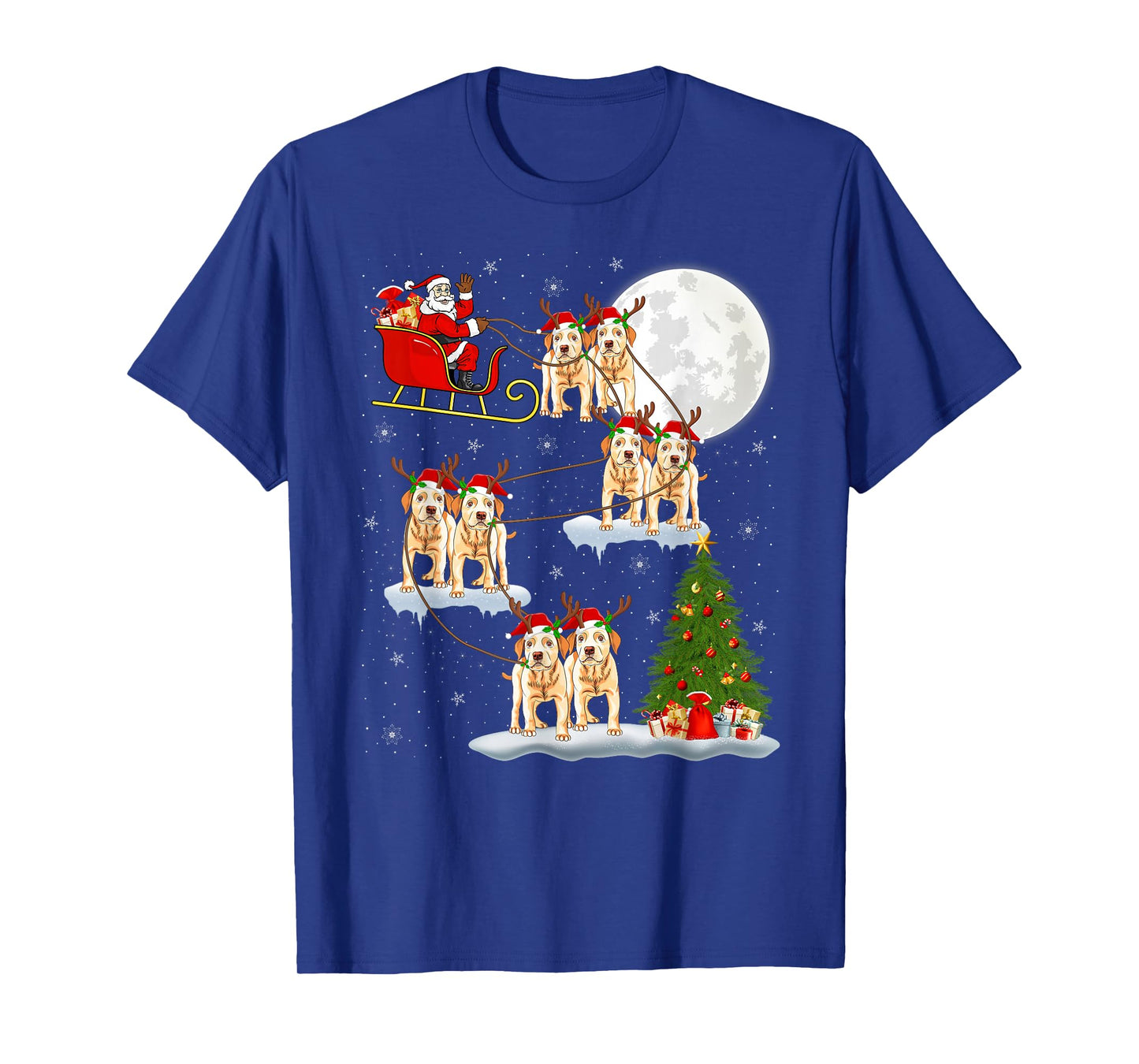 Labrador Retriever Dog Santa Sleigh Flying Funny Christmas T-Shirt