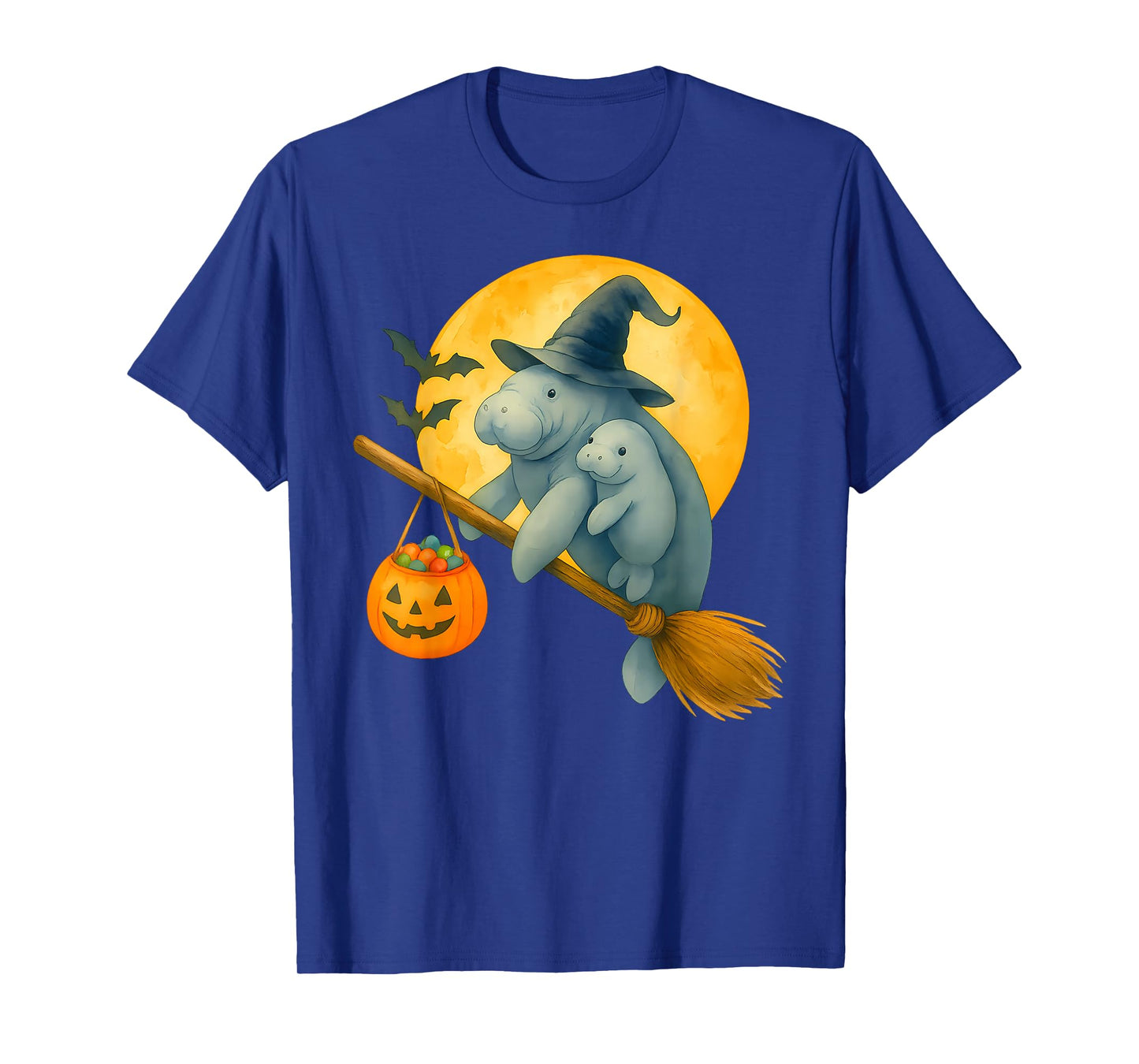 Manatee Witch Hat Pumpkin Halloween Costume Men Women Kids T-Shirt