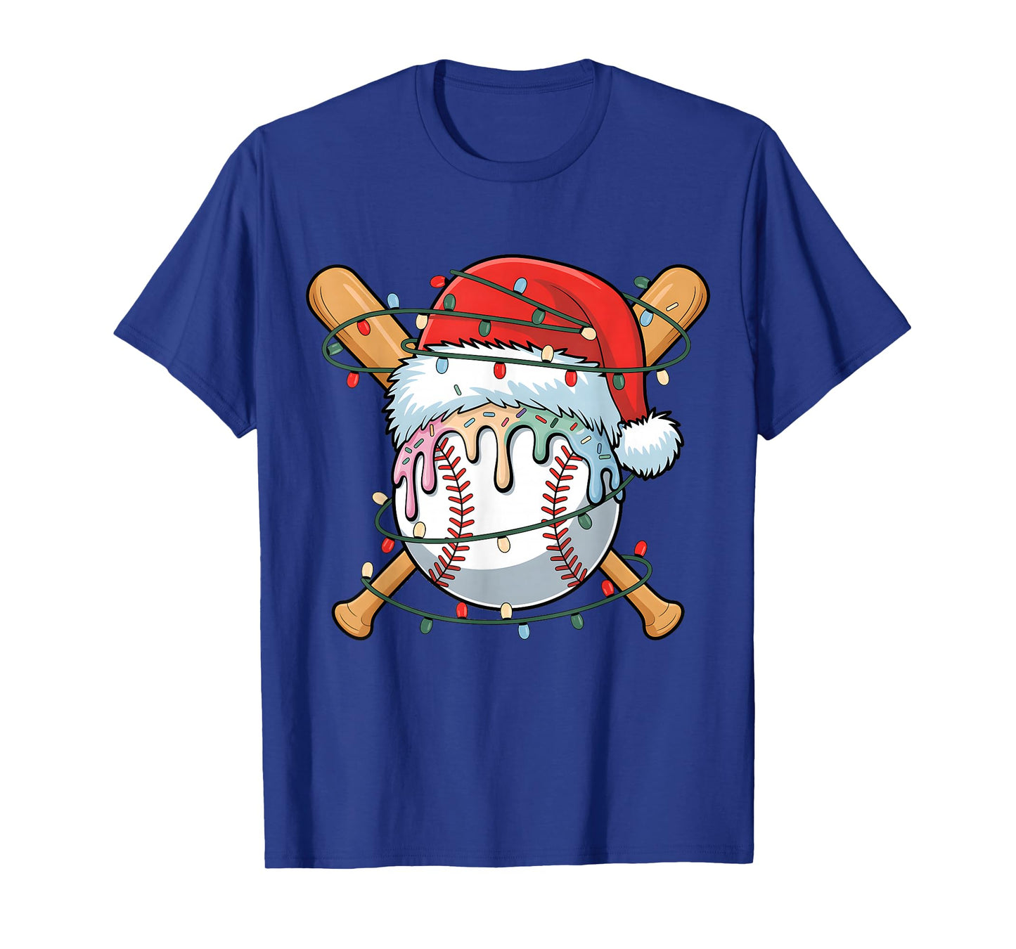Christmas Baseball Player Ice Cream Santa for Men Boys T-Shirt