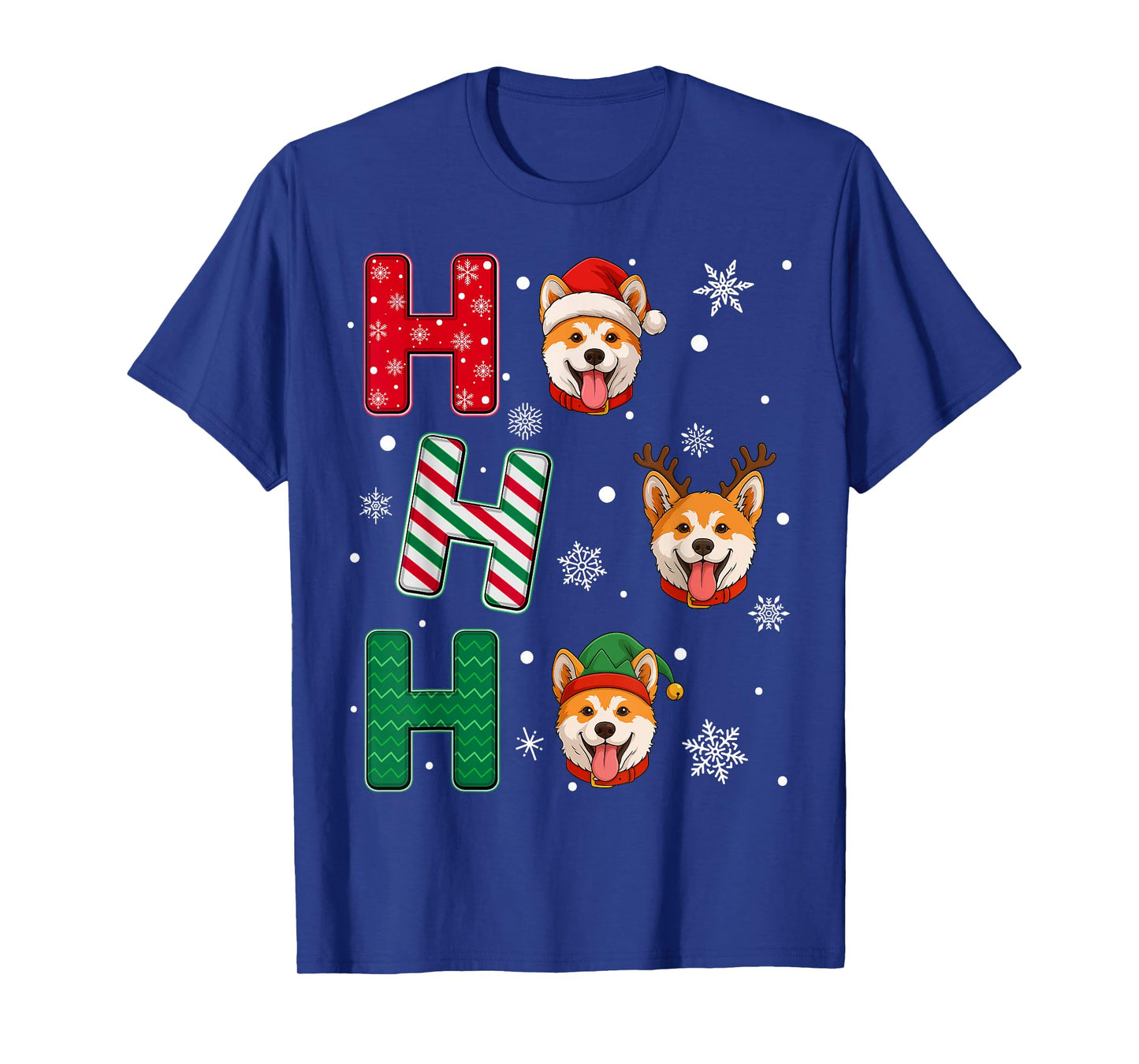 Ho Ho Ho Akita Inu Dog Matching Christmas Santa Elf Xmas T-Shirt
