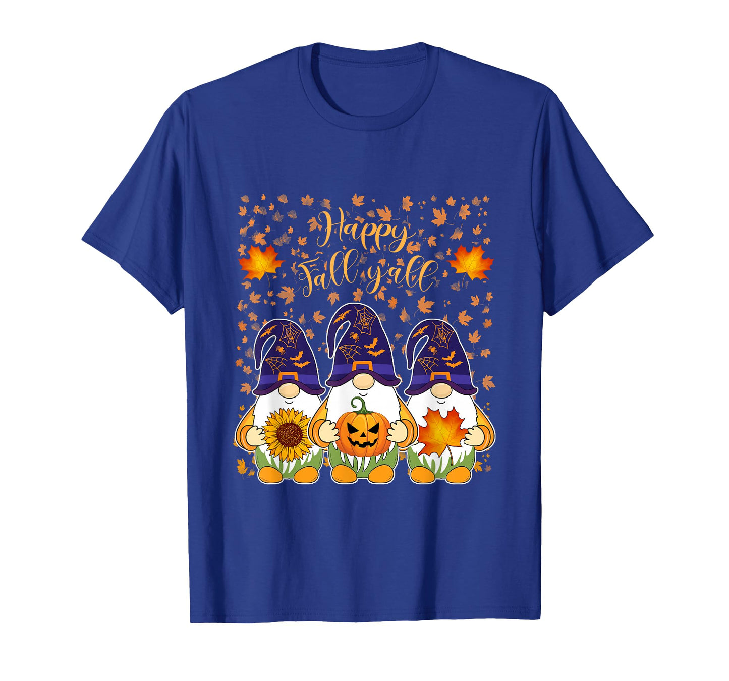 Autumn Fall Leaves Halloween Witch Gnomes Happy Fall Y'all T-Shirt