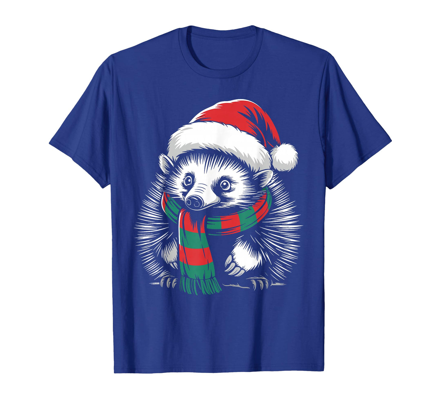 Echidna Xmas Santa Hat Scarf Christmas Costume T-Shirt