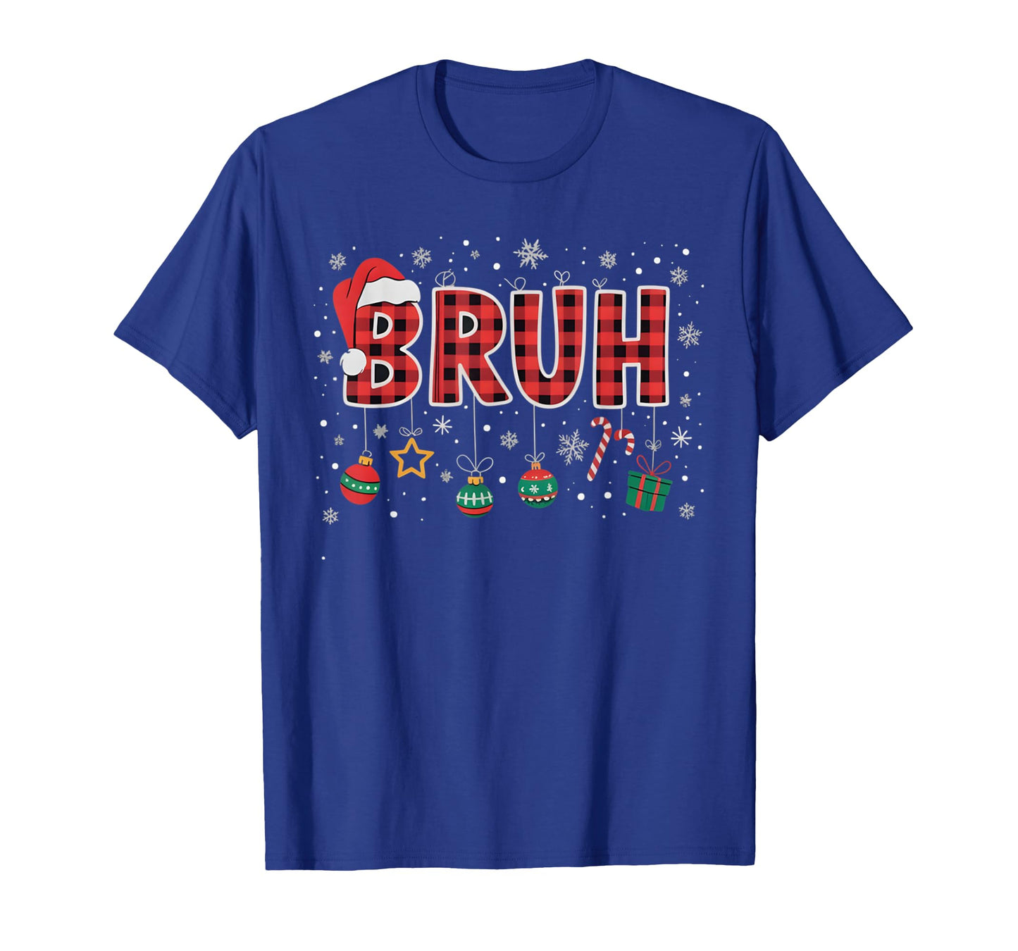Bruh Christmas Red Plaid Teens Boys Kids Xmas Pajamas Gifts T-Shirt