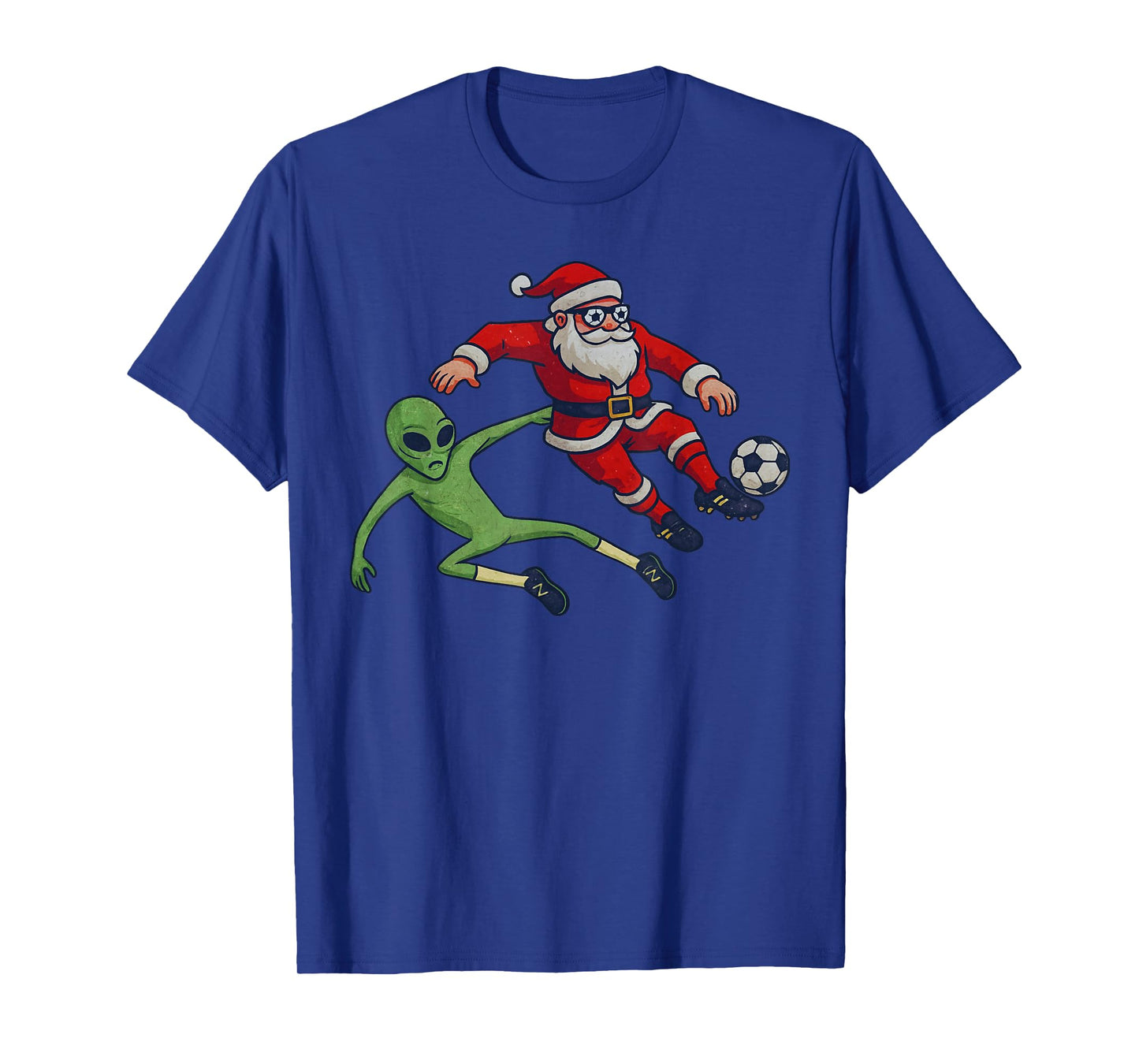 Santa Alien Playing Soccer Christmas Funny Xmas Holiday T-Shirt