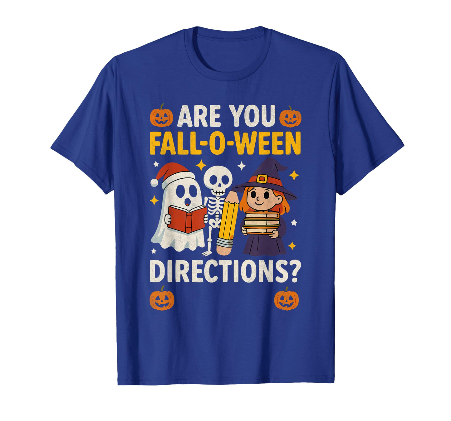 Retro are You Fall O Ween Directions Teacher Halloween Ghost T-Shirt