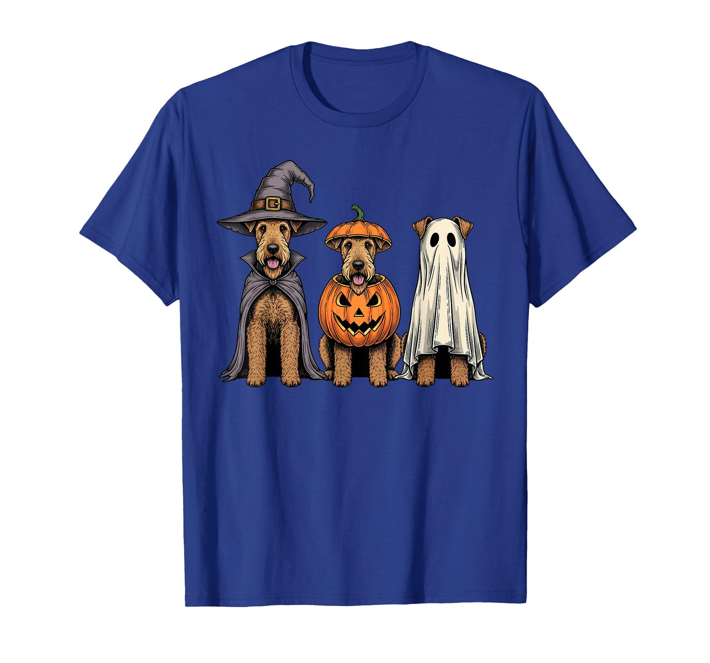 Spooky Ghost Airedale Terrier Pumpkin Halloween Dog Lover T-Shirt
