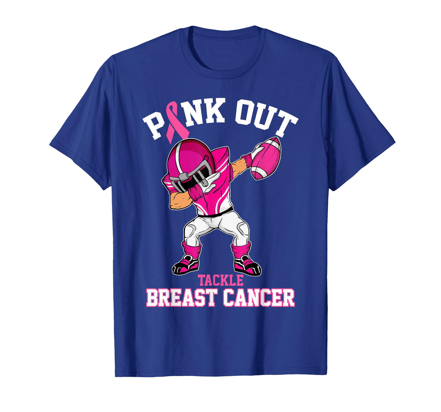 Pink Out Tackle Breast Cancer Awareness Dabbing Football T-Shirt