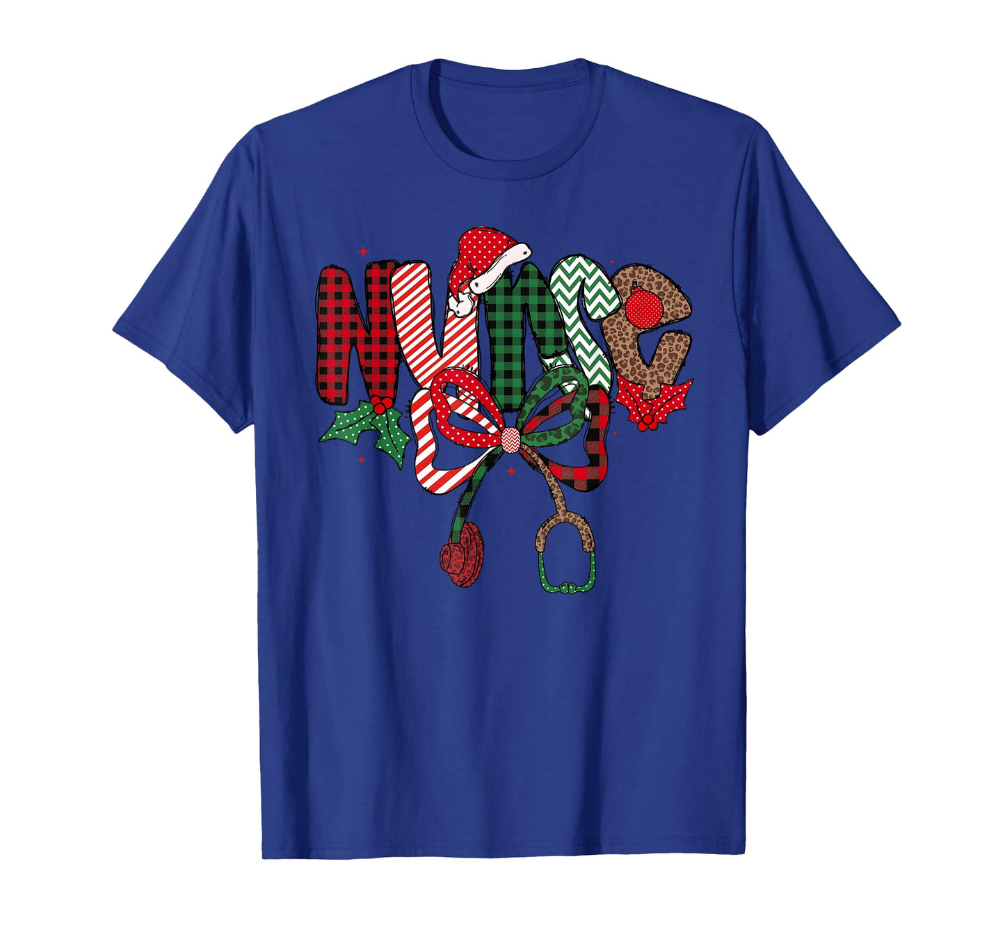 Christmas Nurse Stethoscope Coquette Bow Pajamas Holiday T-Shirt