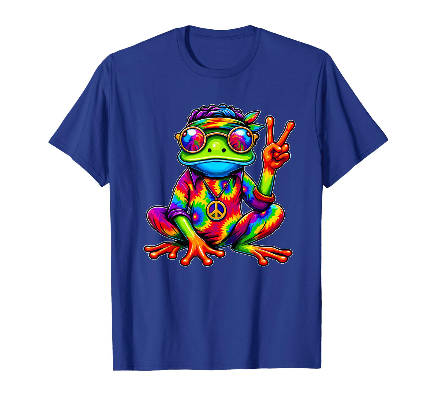 Hippie Tie-Dye Frog, 70s Party & 60s Costume, Peace Sign T-Shirt