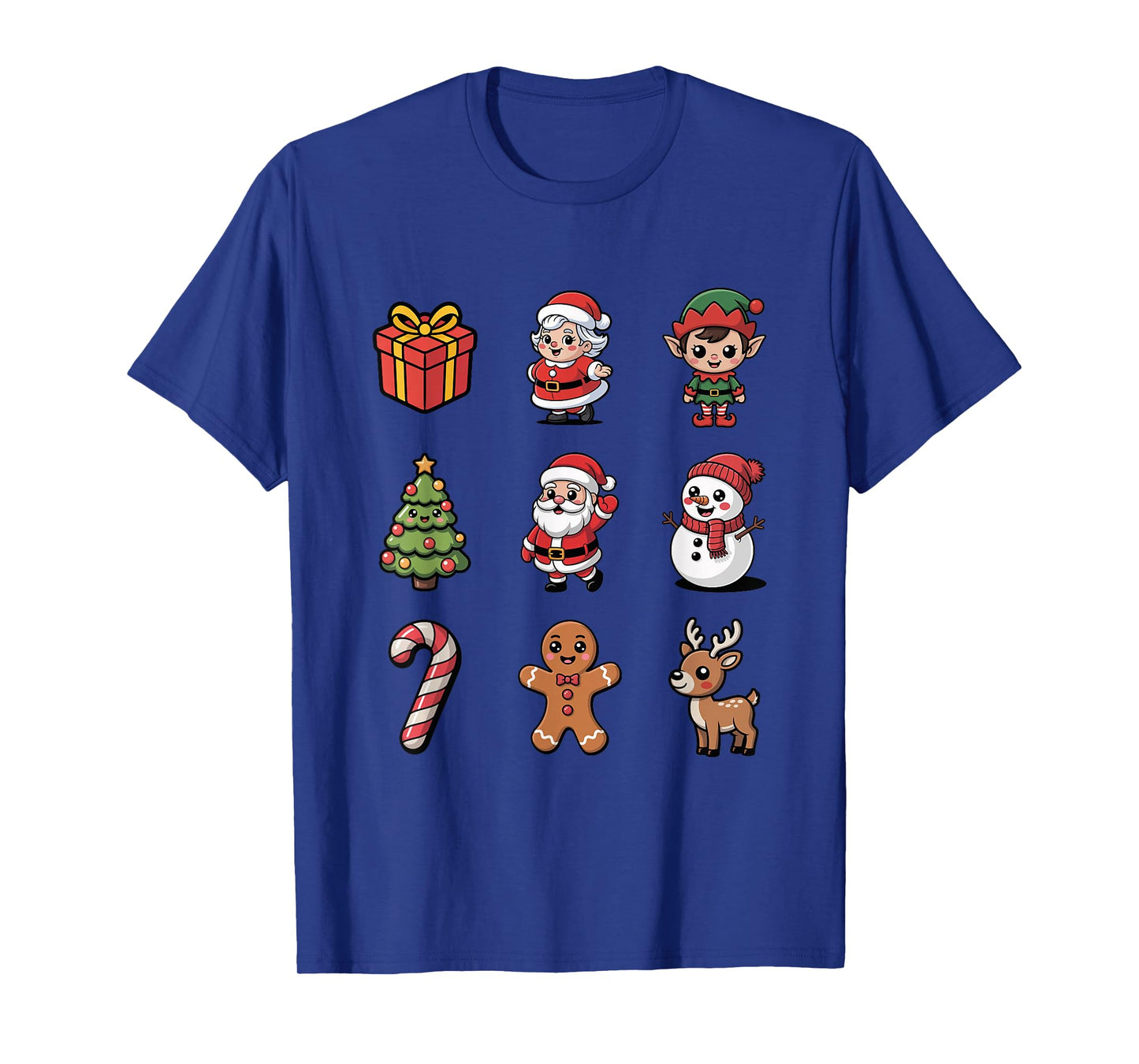 Cute Santa Claus Reindeer Tree Candy Cane T-Shirt