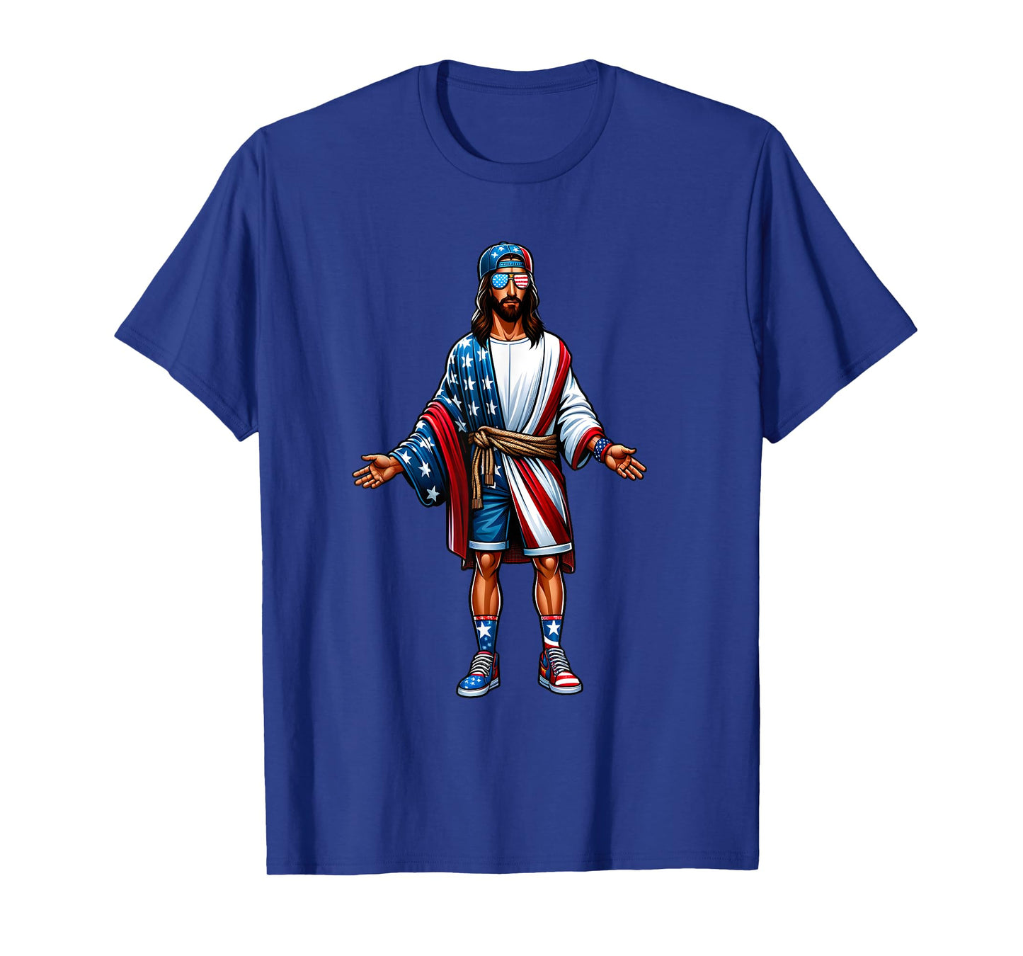 Love Jesus and America Too USA Flag July 4 Christian Church T-Shirt