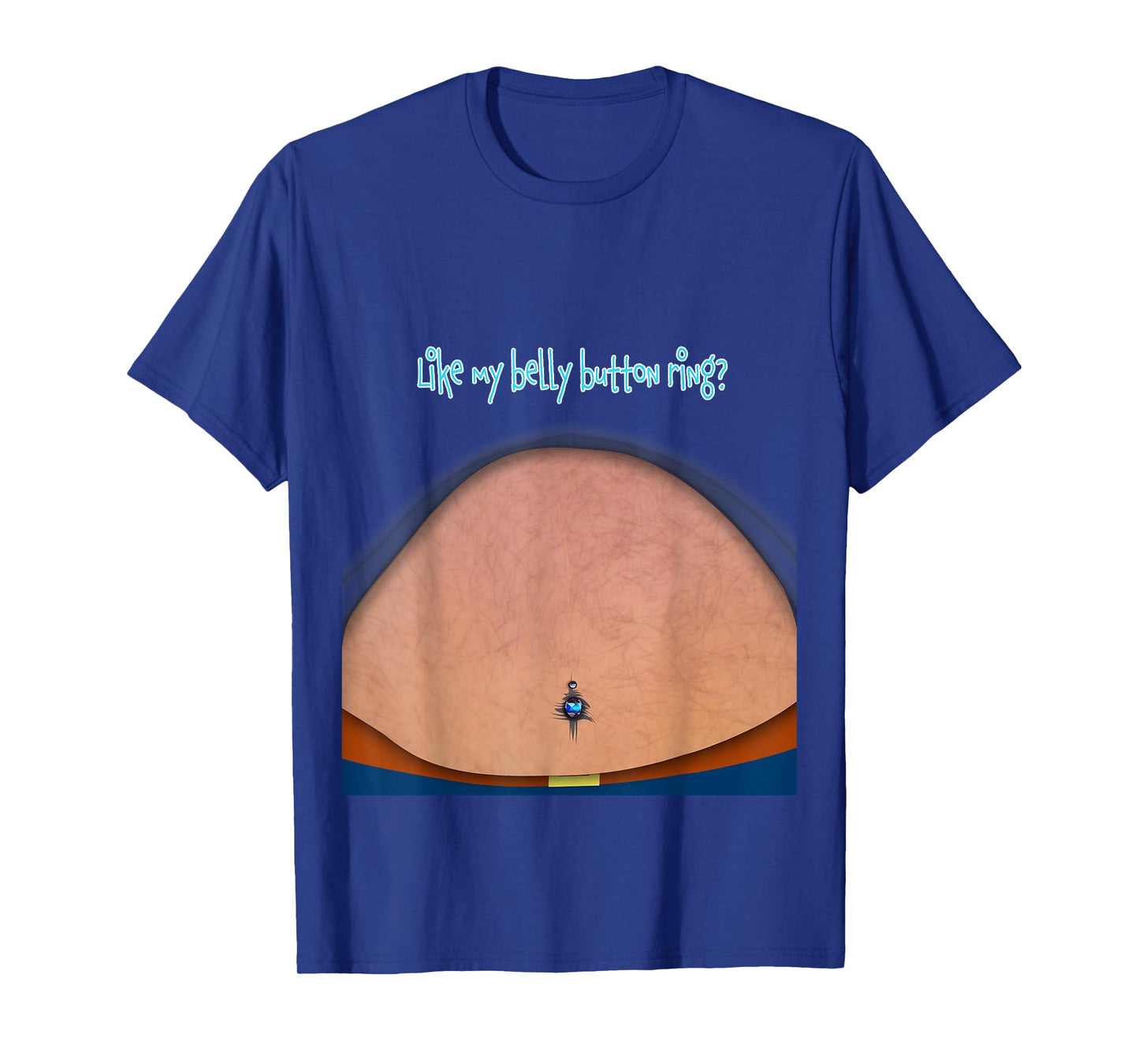 Fake Fat Hairy Belly Dad Bod with Bellybutton Ring T-Shirt
