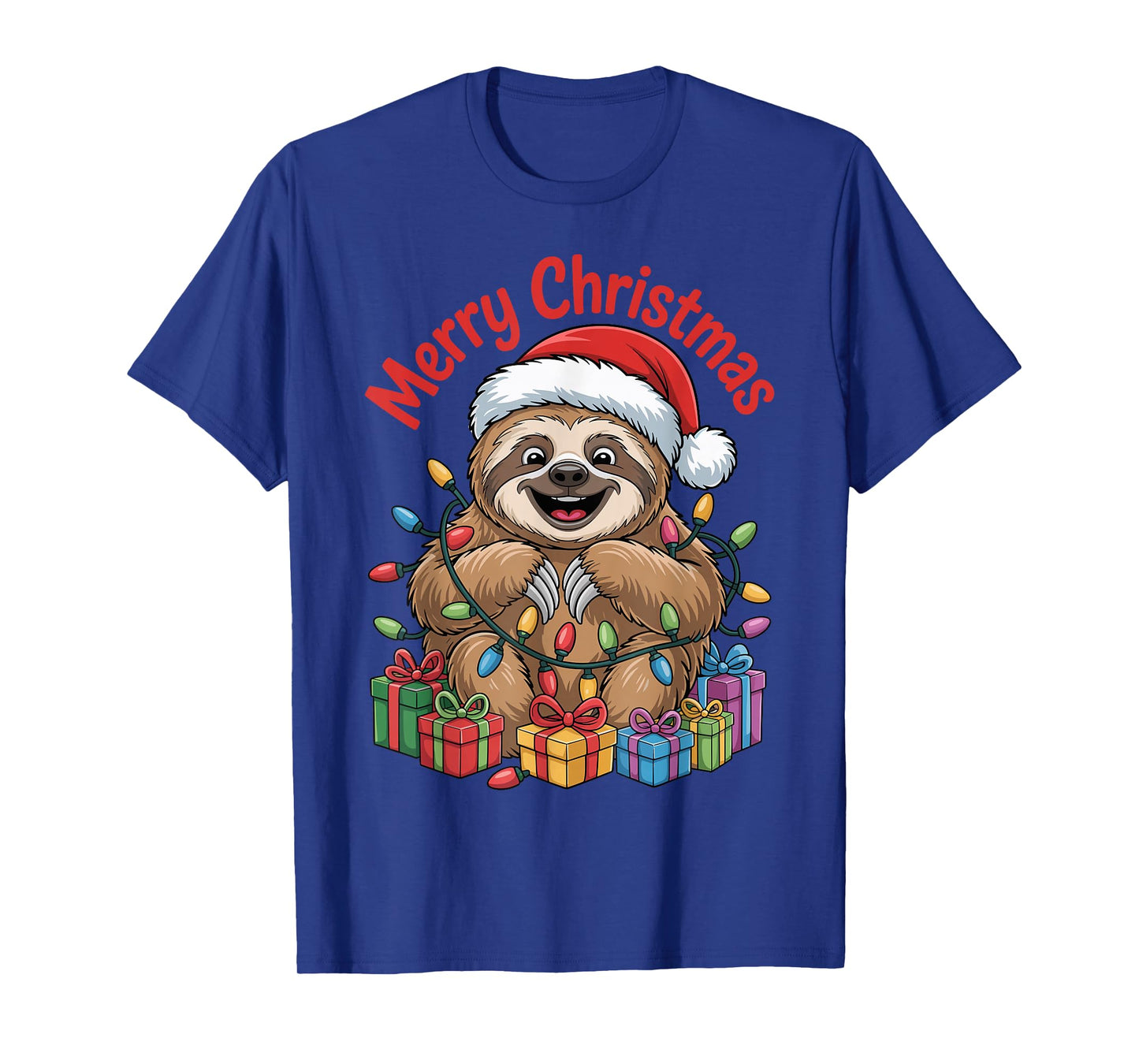 Sloth Santa Hat Christmas Design Funny Animal Lovers Holiday T-Shirt