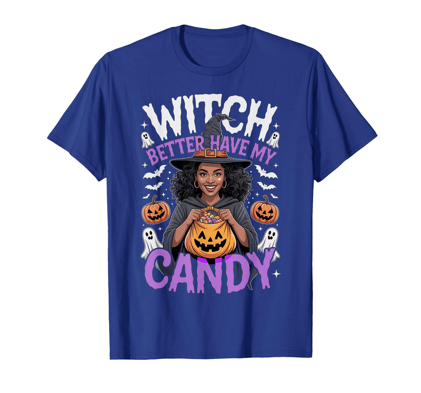 Pretty Black Witch Halloween Candy Black Mom Mama Mum Women T-Shirt