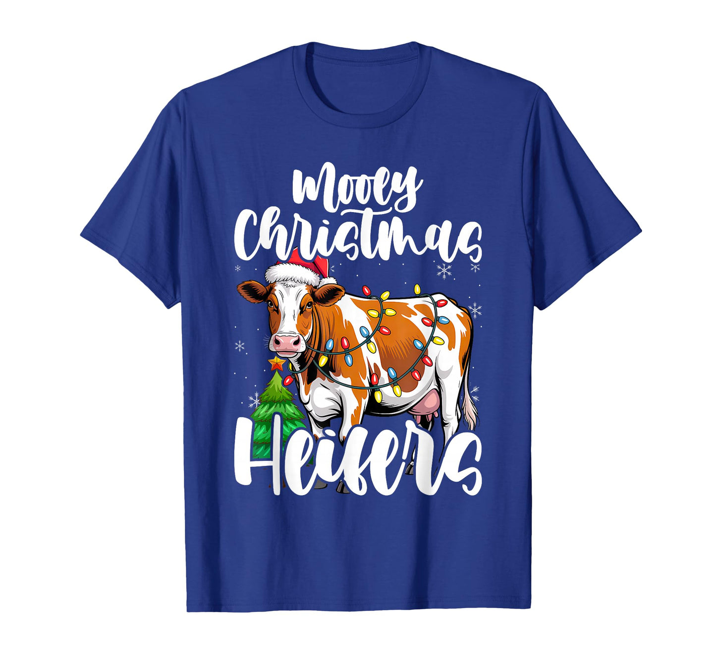 Mooey Christmas Heifers Santa Xmas Lights Cow Lovers T-Shirt