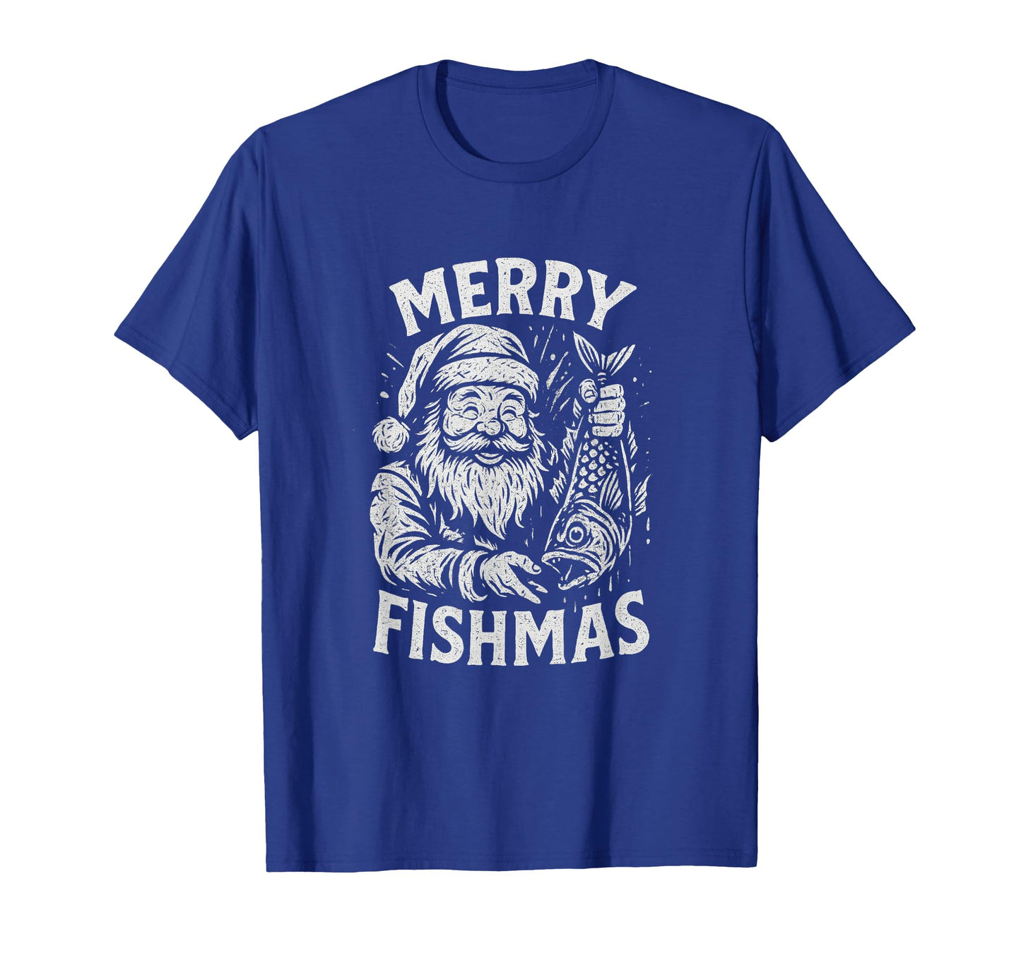 Merry Fishmas Vintage Santa Fishing Christmas T-Shirt