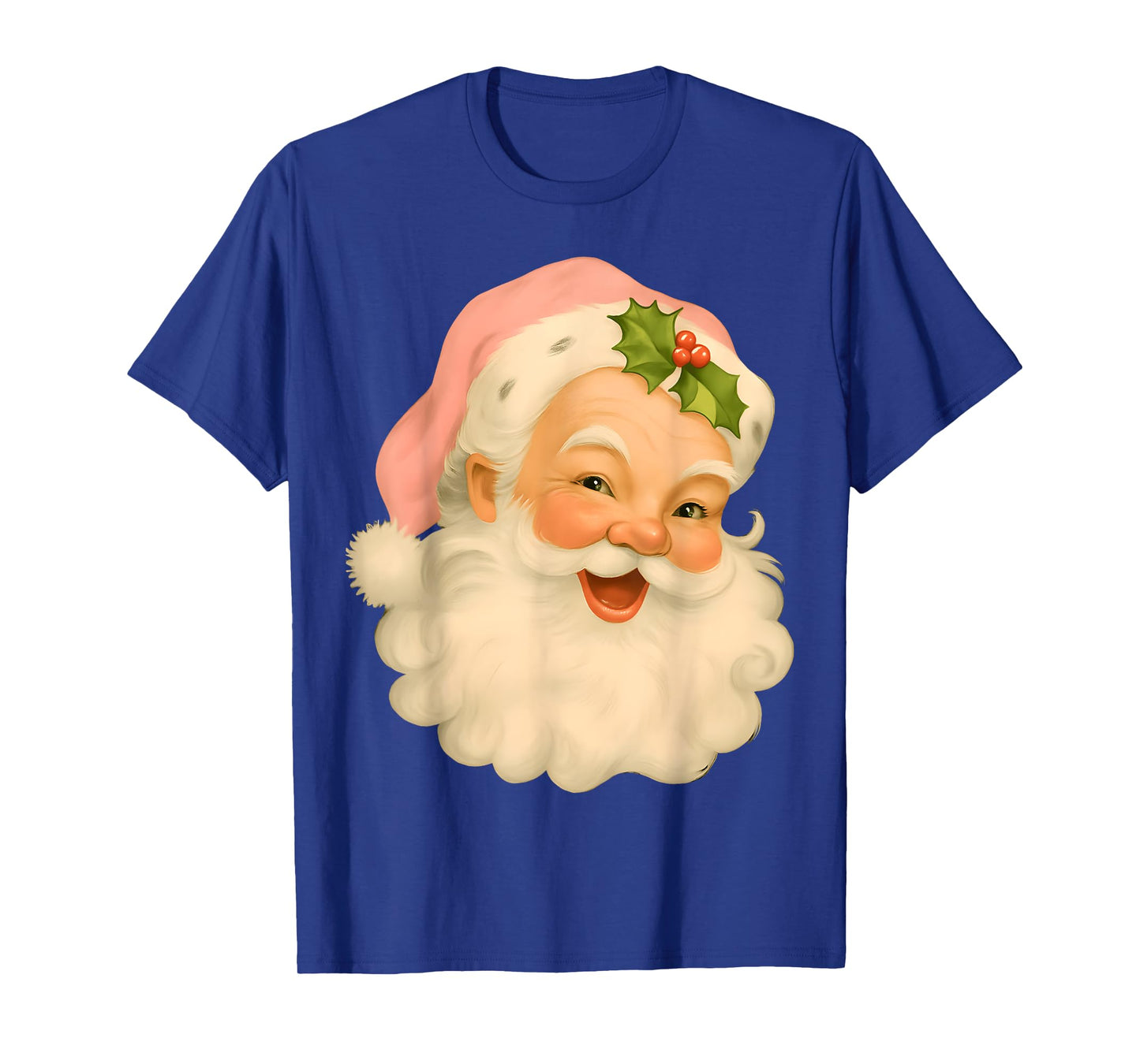 Vintage Pink Santa Claus Merry Christmas Men Women Boys Girl T-Shirt