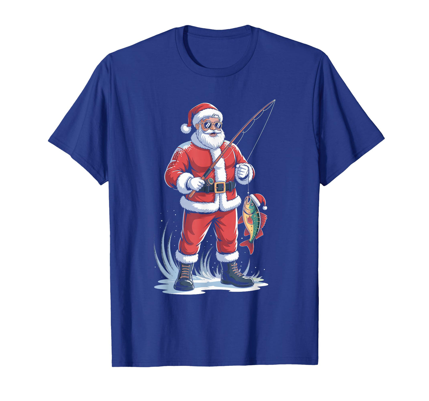 Funny Santa Claus Fishing Christmas Fisherman Xmas T-Shirt
