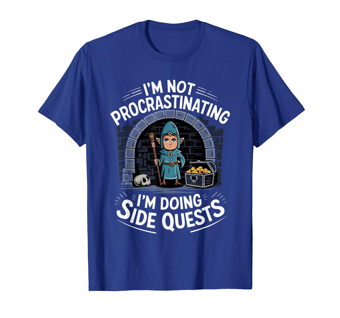 RPG Gamer Apparel for Quest Lovers I'm Not Procrastinating Funny Side Quests Unisex-Adults, Unisex-Kids Black Small Modern Cartoon T-Shirt