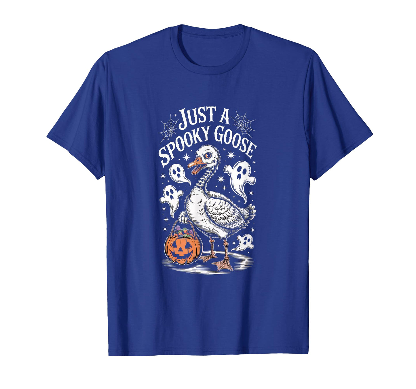 Just A Spooky Goose Skeleton Ghost Pumpkin Halloween Goose T-Shirt