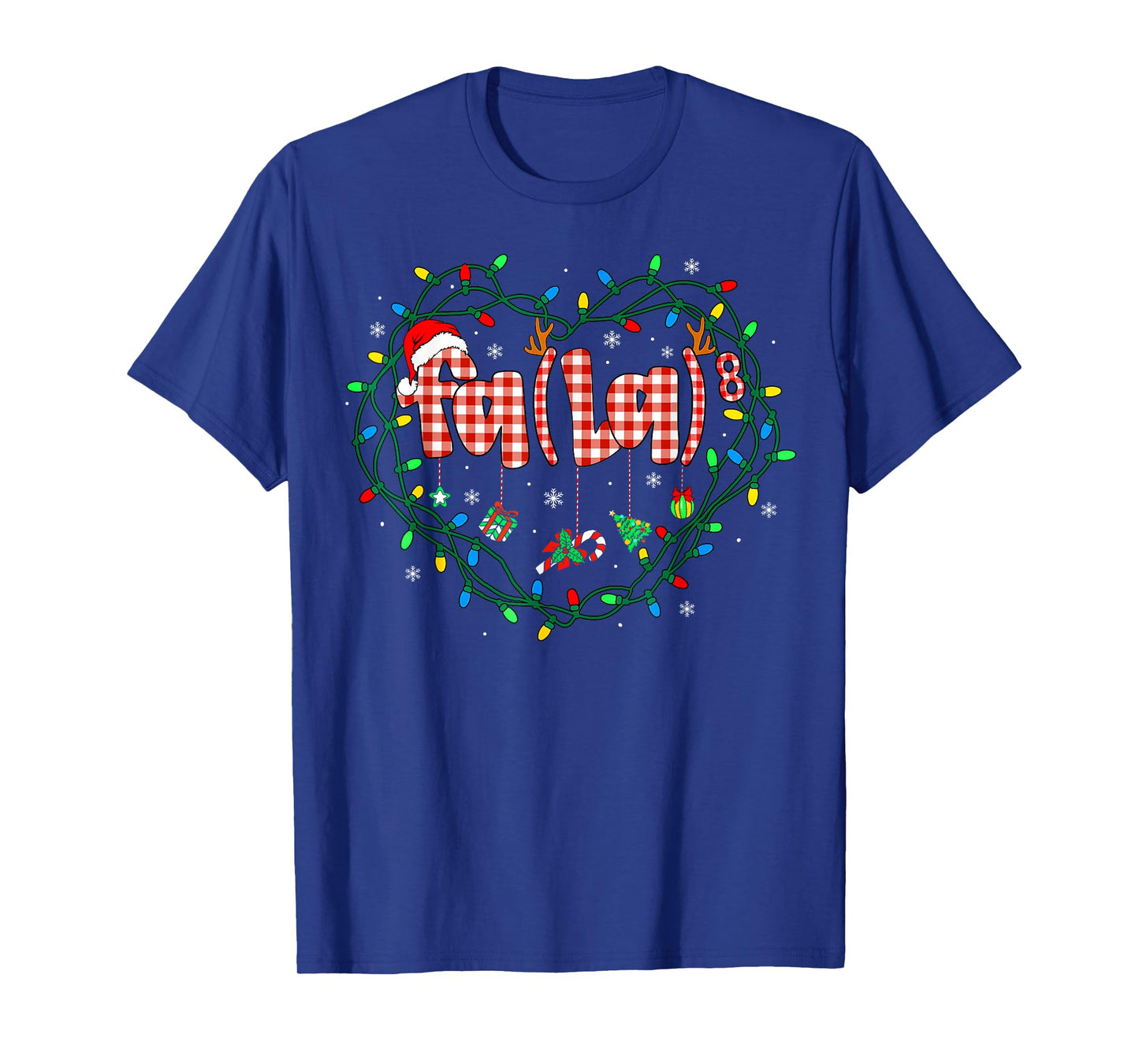 Funny Christmas FA (La) 8 Red Plaid Santa Math Teacher Kid T-Shirt