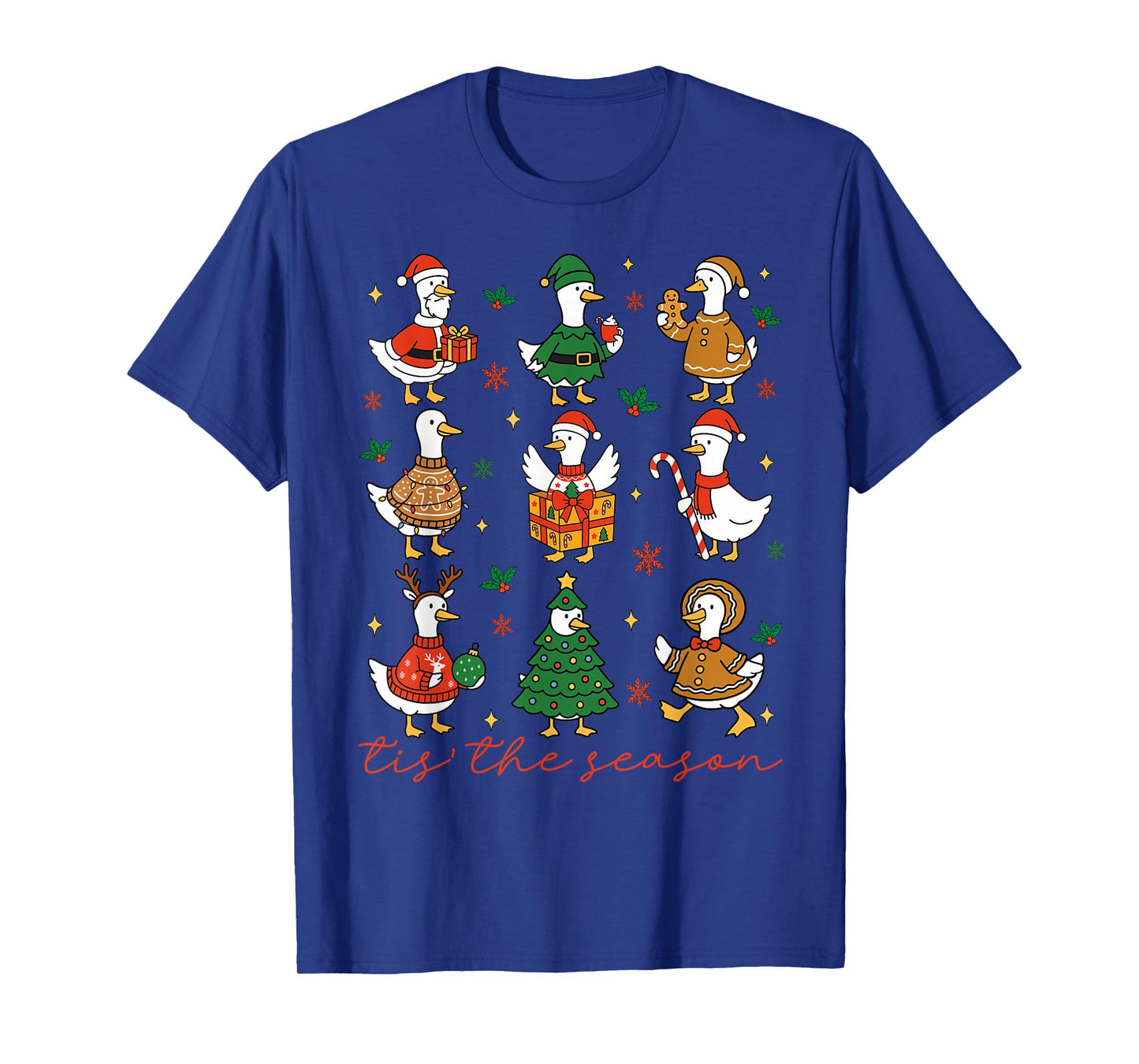Retro Silly Goose Santa Cute Merry Christmas Tis The Season T-Shirt