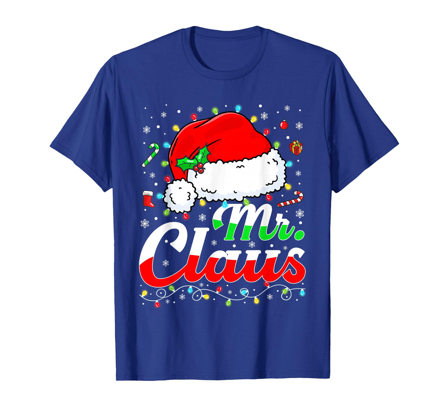 Mr and Mrs Claus Couples Matching Christmas Pajamas Santa T-Shirt
