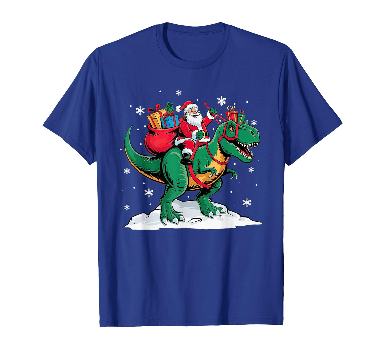 Santa Riding Dinosaur T rex Christmas Xmas Men Boys Kids T-Shirt