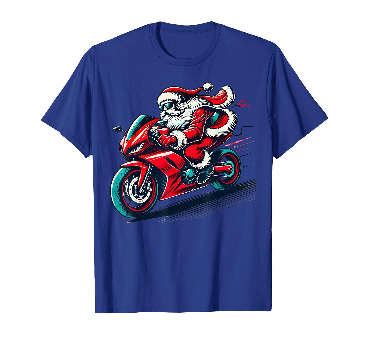 Motorcyclist Santa Riding Motorcycle Biker Christmas Graphic T-Shirt