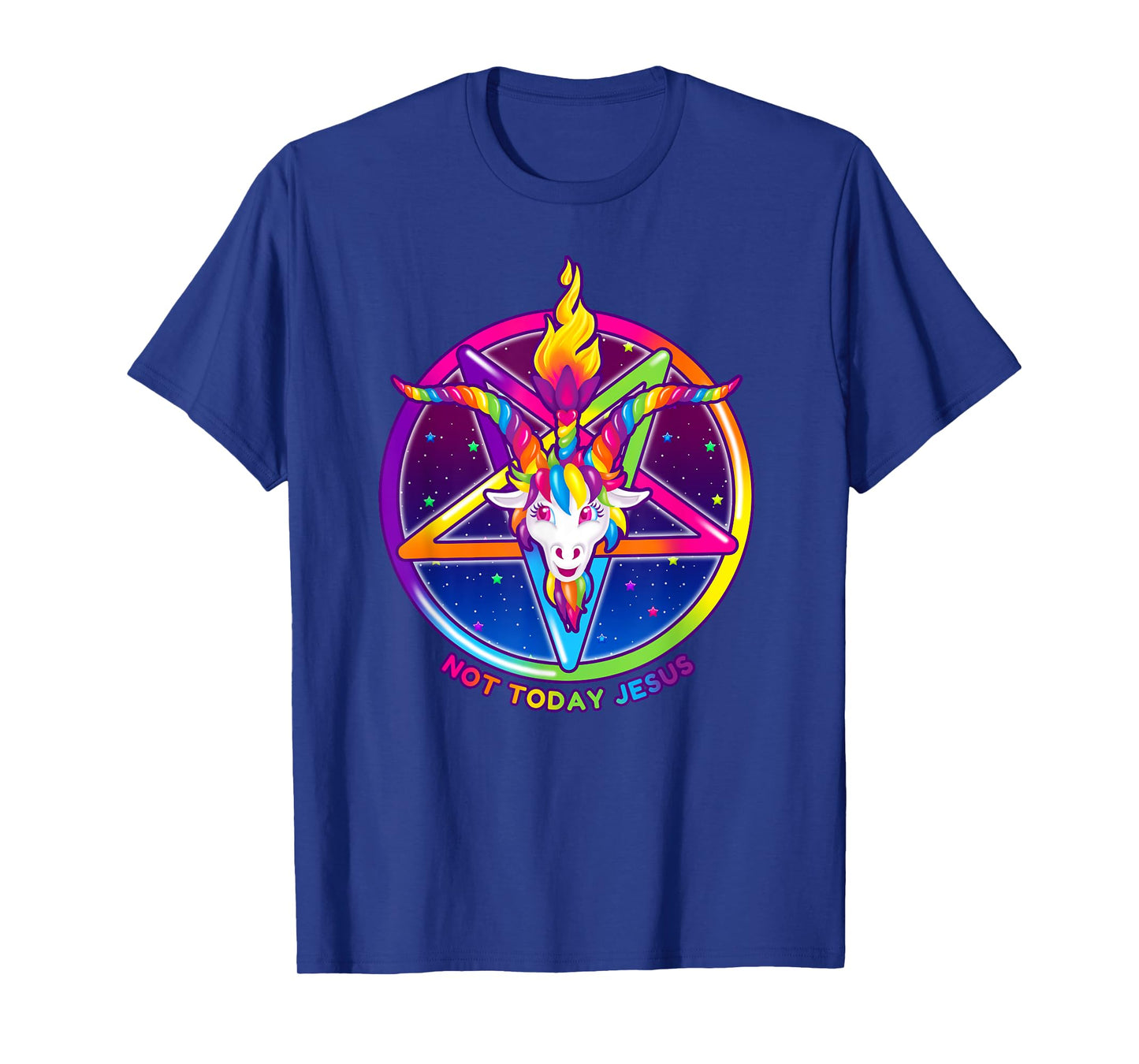 Not Today Jesus Rainbow Baphomet Pentagram Sigil Satanic T-Shirt