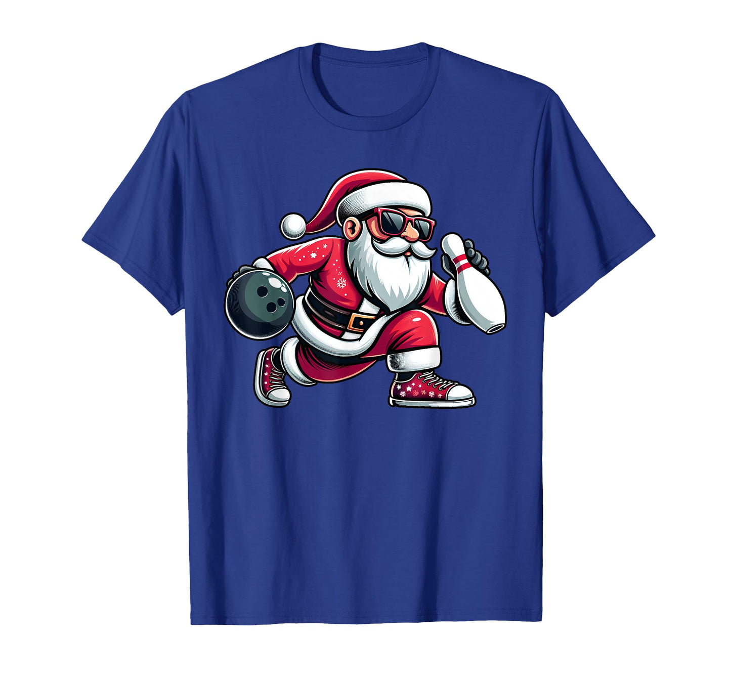 Christmas Santa Claus Play A Bowling Funny Boys Kids Xmas T-Shirt