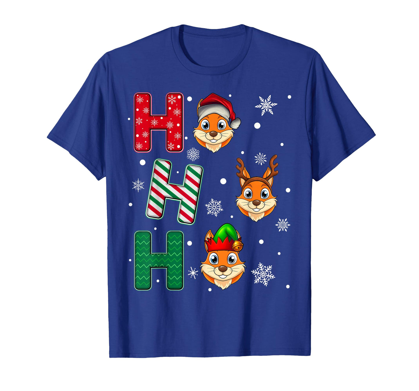 Ho Ho Ho Chipmunk Animal Matching Santa Elf Xmas T-Shirt