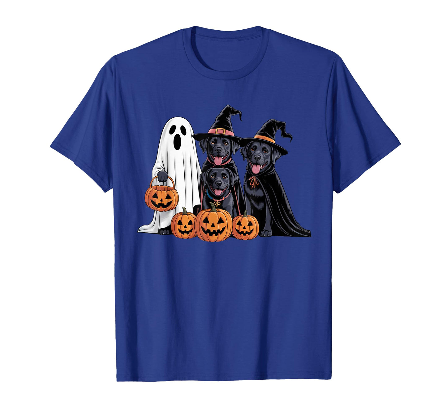 Halloween Dog Black Labrador Lovers Pumpkins Spooky Funny T-Shirt