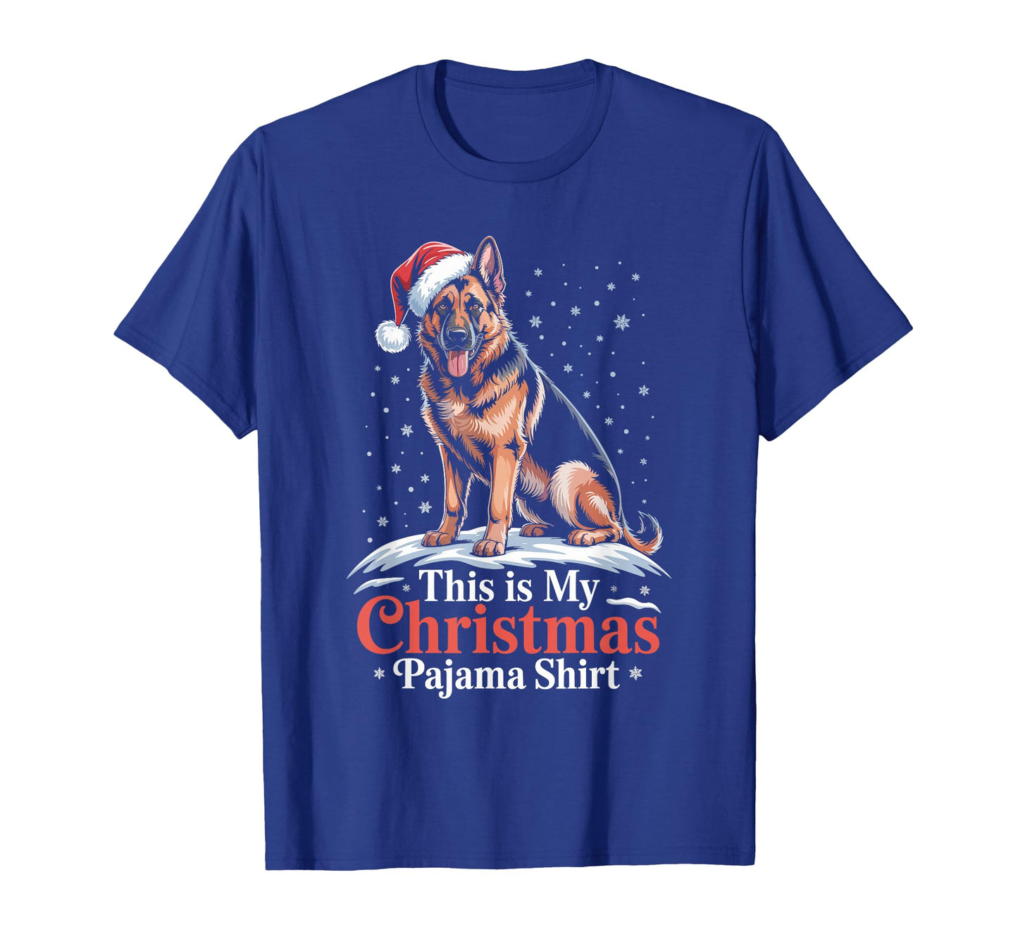 German Shepherd Santa Hat Christmas Dog Holiday Humor T-Shirt