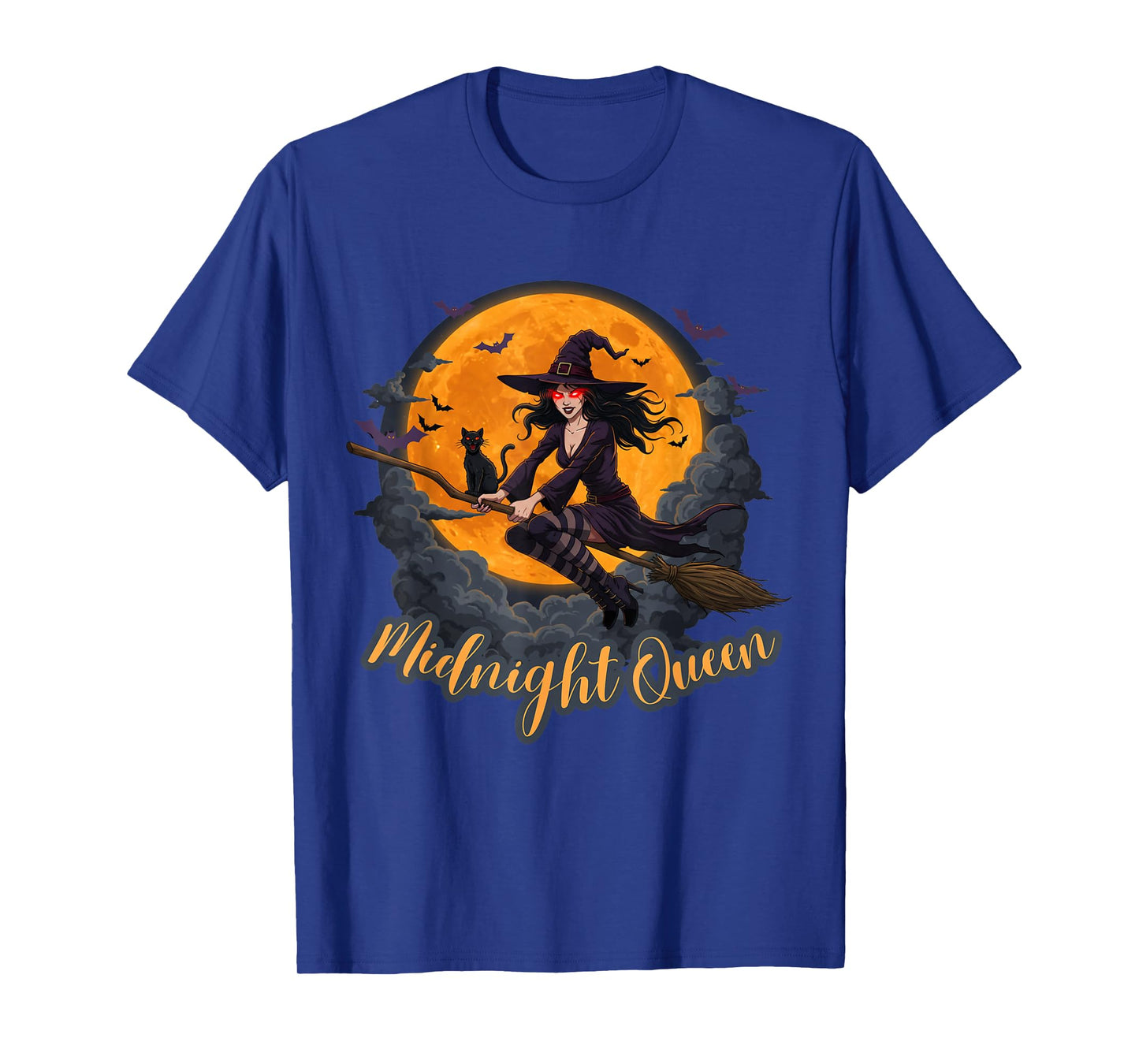 Midnight Queen Halloween Witch and Cat T-Shirt