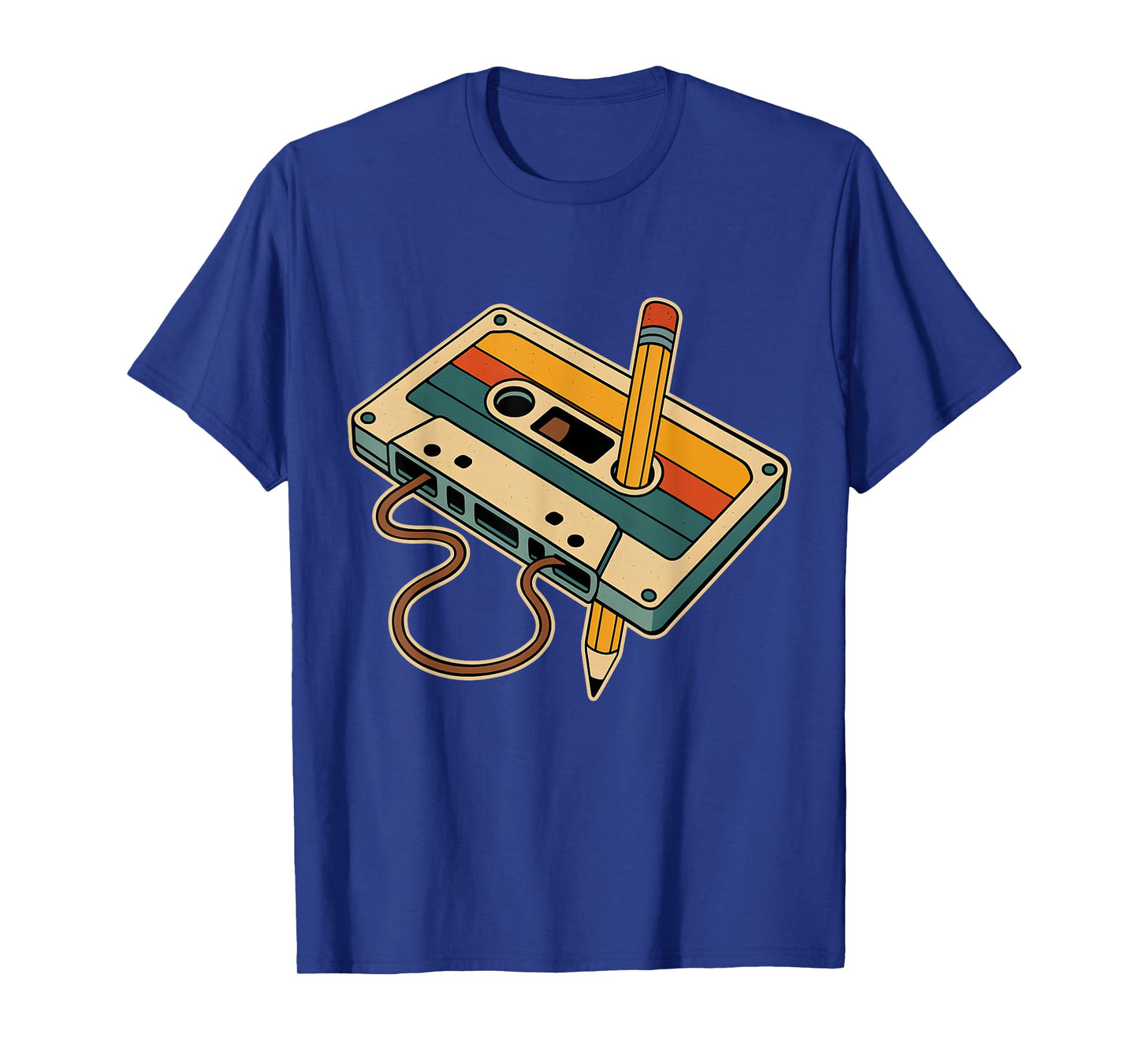 80s 90s Retro Party Costume Nostalgia Cassette Tape Pencil T-Shirt