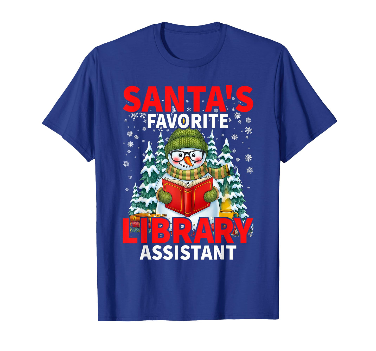 Santa's Favorite Library Assistant Santa Hat Christmas Party T-Shirt