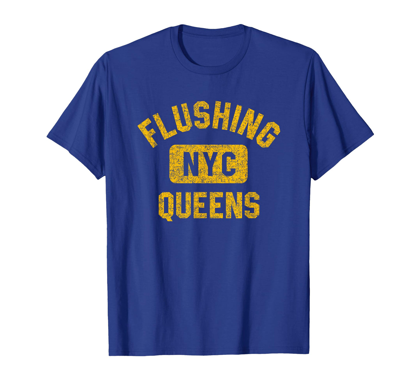 Flushing Queens NYC Gym Style Distressed Amber Print T-Shirt