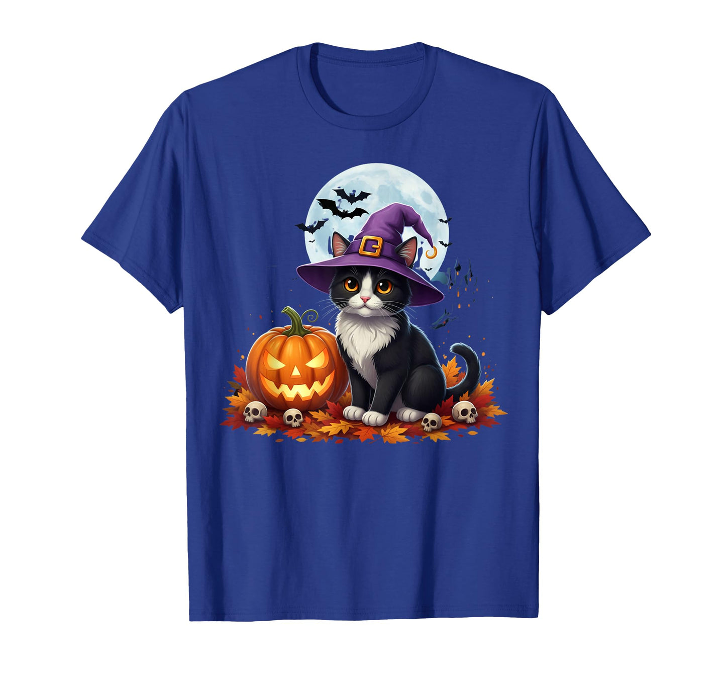 Retro Black Cat Pumpkin Halloween Autumn Season T-Shirt