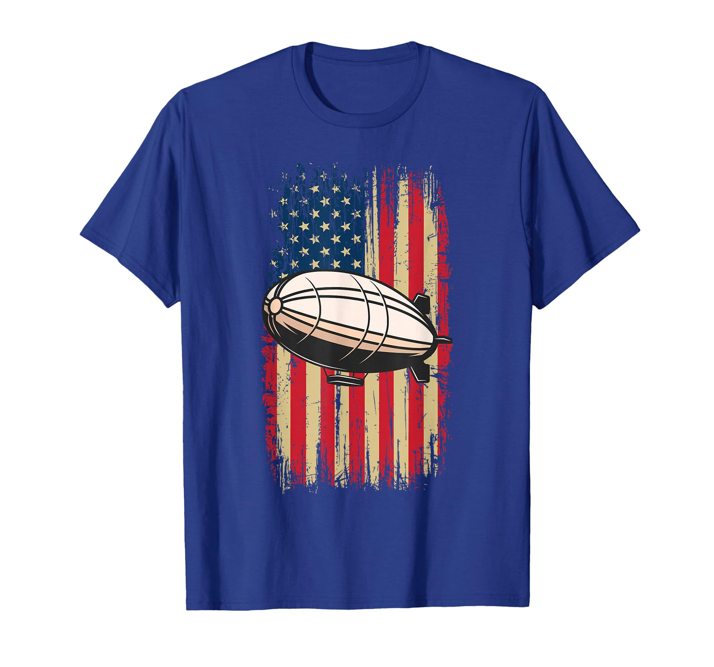 Retro Vintage Zeppelin Dirigible Airship American Flag T-Shirt
